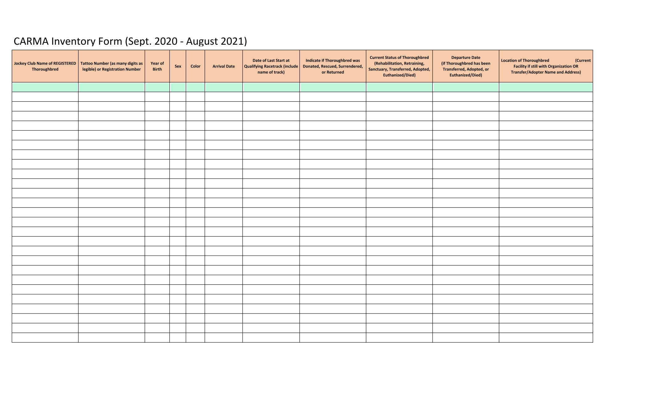 CARMA Inventory Form (Sept. 2020   August 2021) screenshot