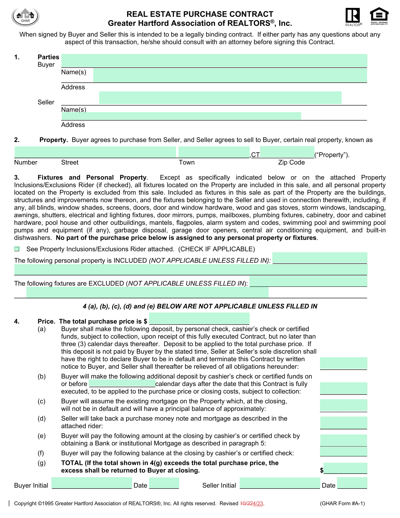Real Estate Purchase Contract screenshot