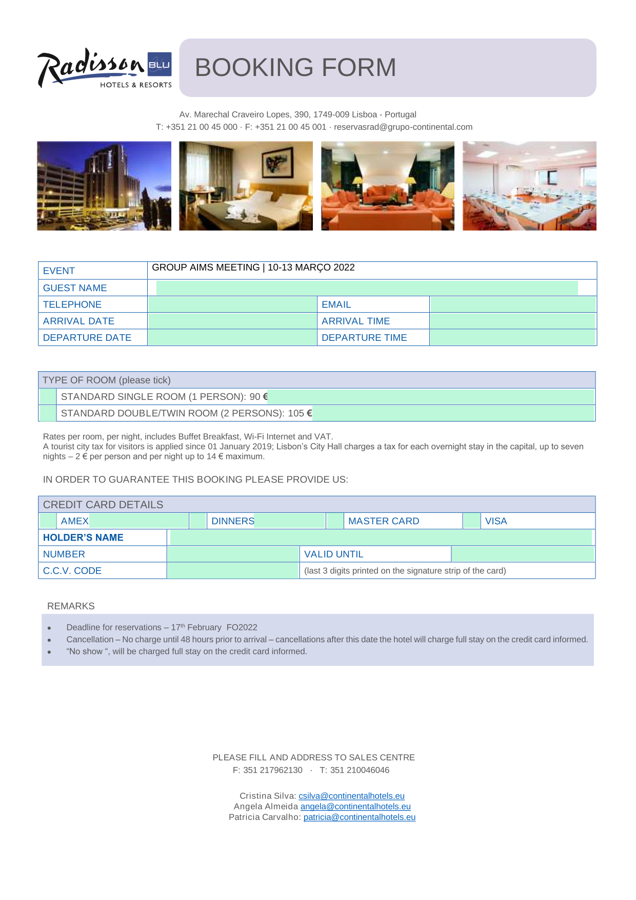 BOOKING FORM screenshot