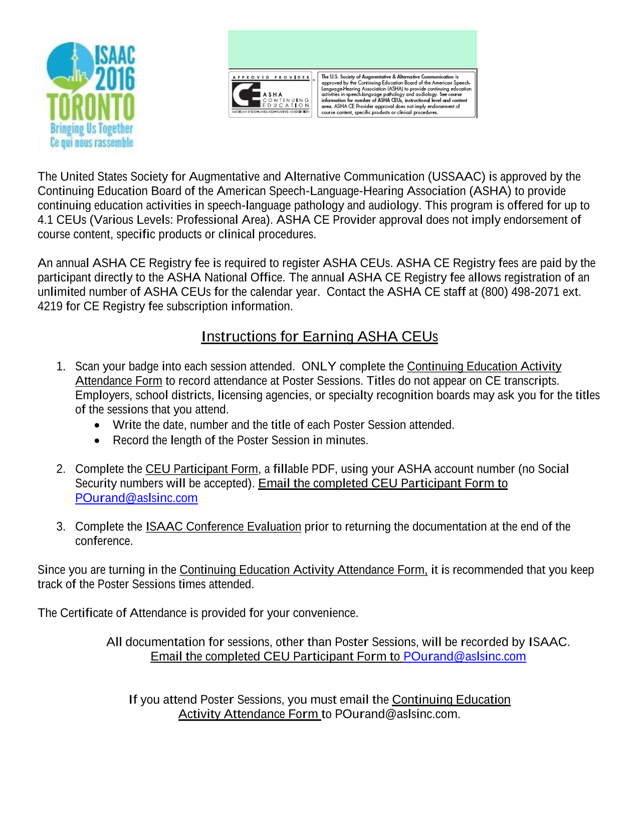 ASHA Continuing Education Units (CEUs) Instructions screenshot
