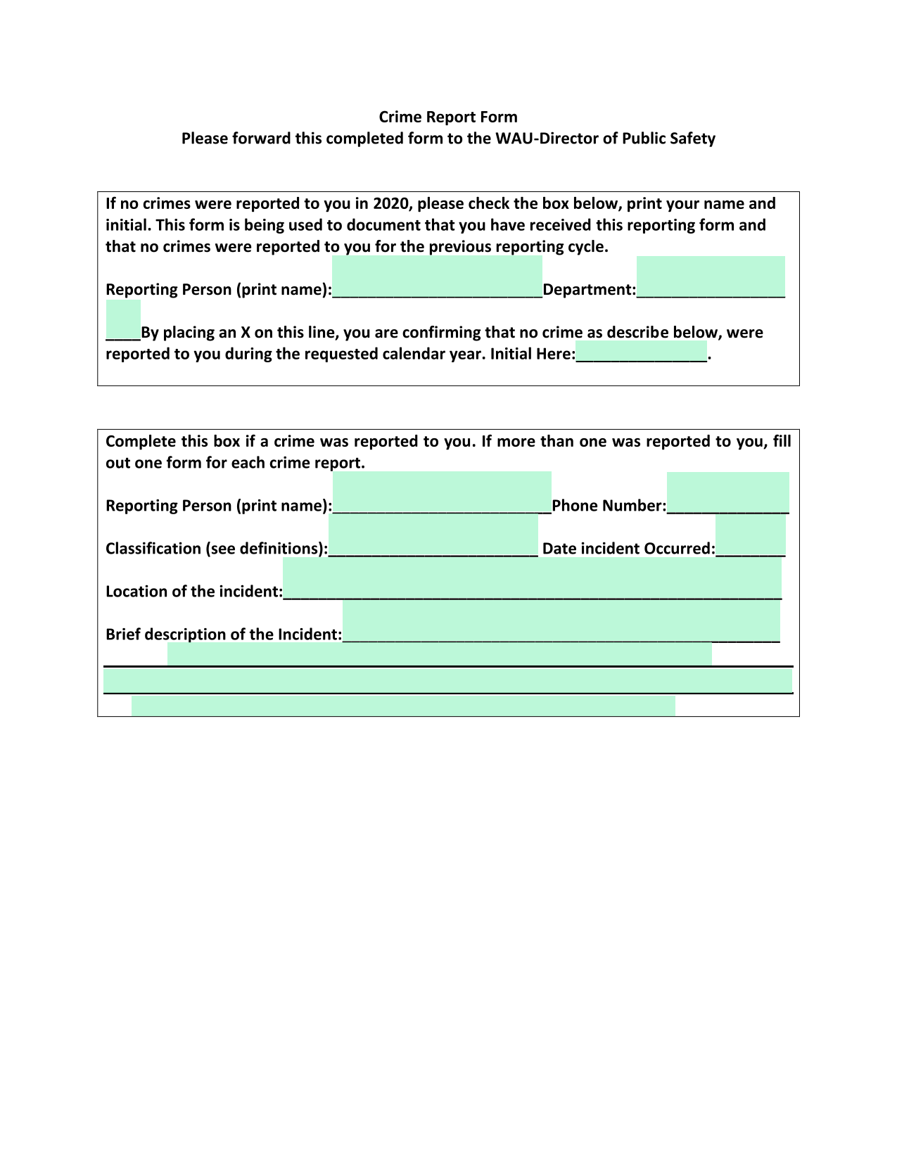 Crime Report Form screenshot