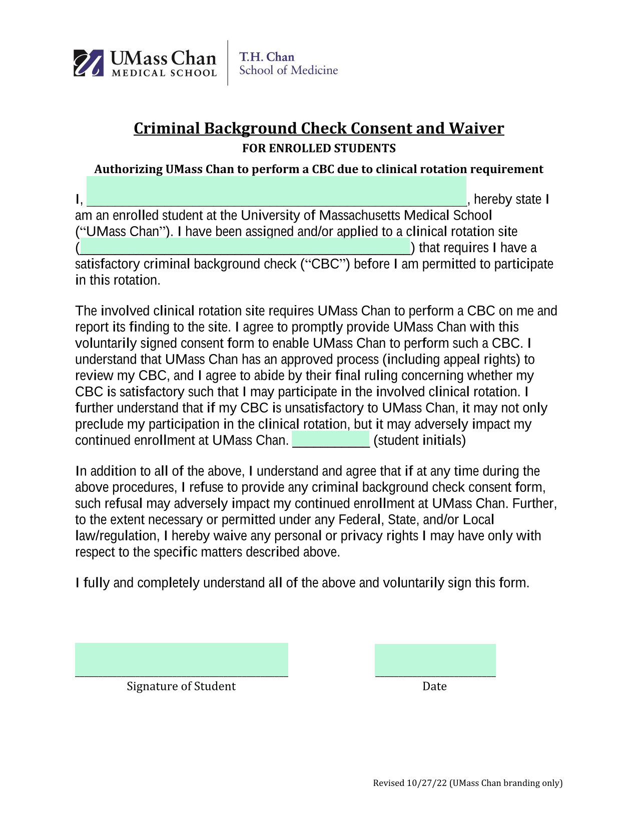 Criminal Background Check Consent And Waiver screenshot