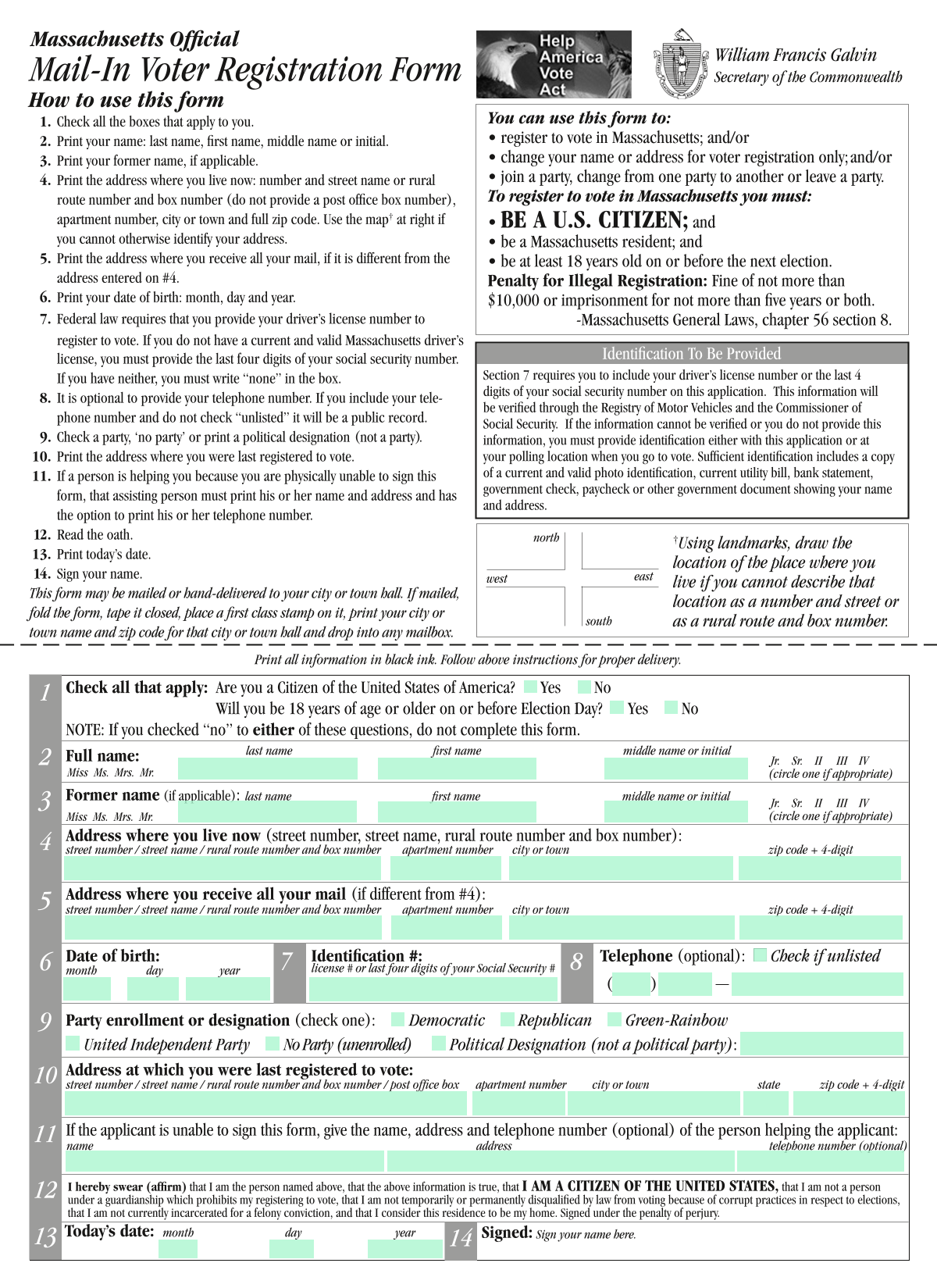 Mail In Voter Registration Form screenshot