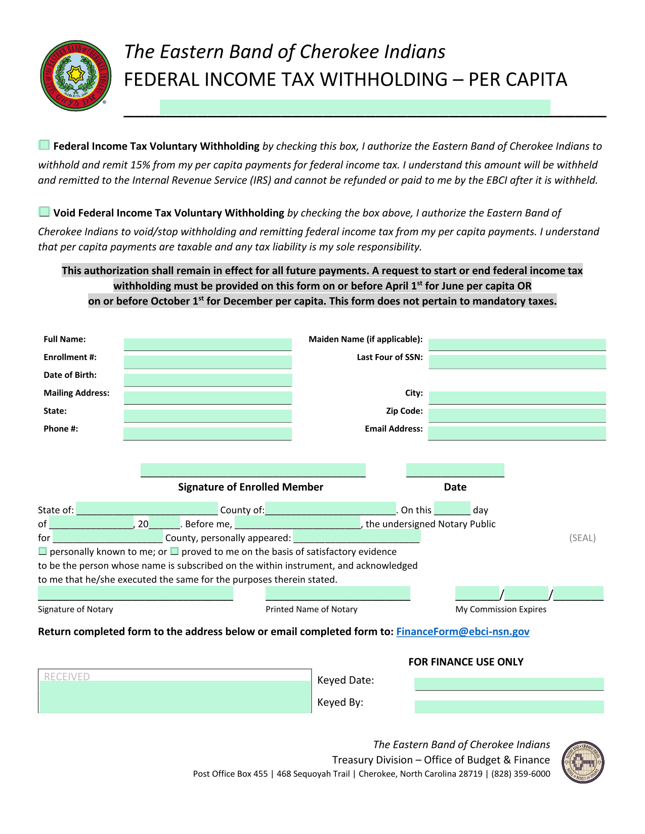 Federal Income Tax Withholding  Per Capita screenshot