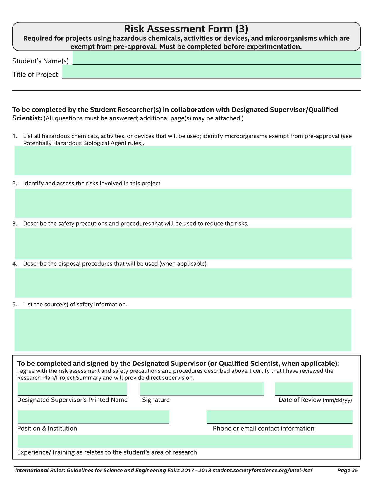 Risk Assessment Form (3) screenshot