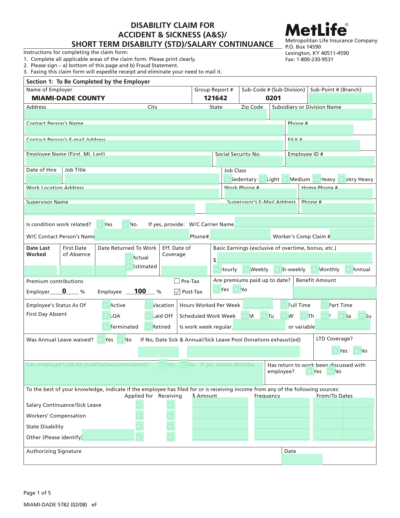 Disability Claim For Accident  SicknessShort Term DisabilitySalary Continuance screenshot