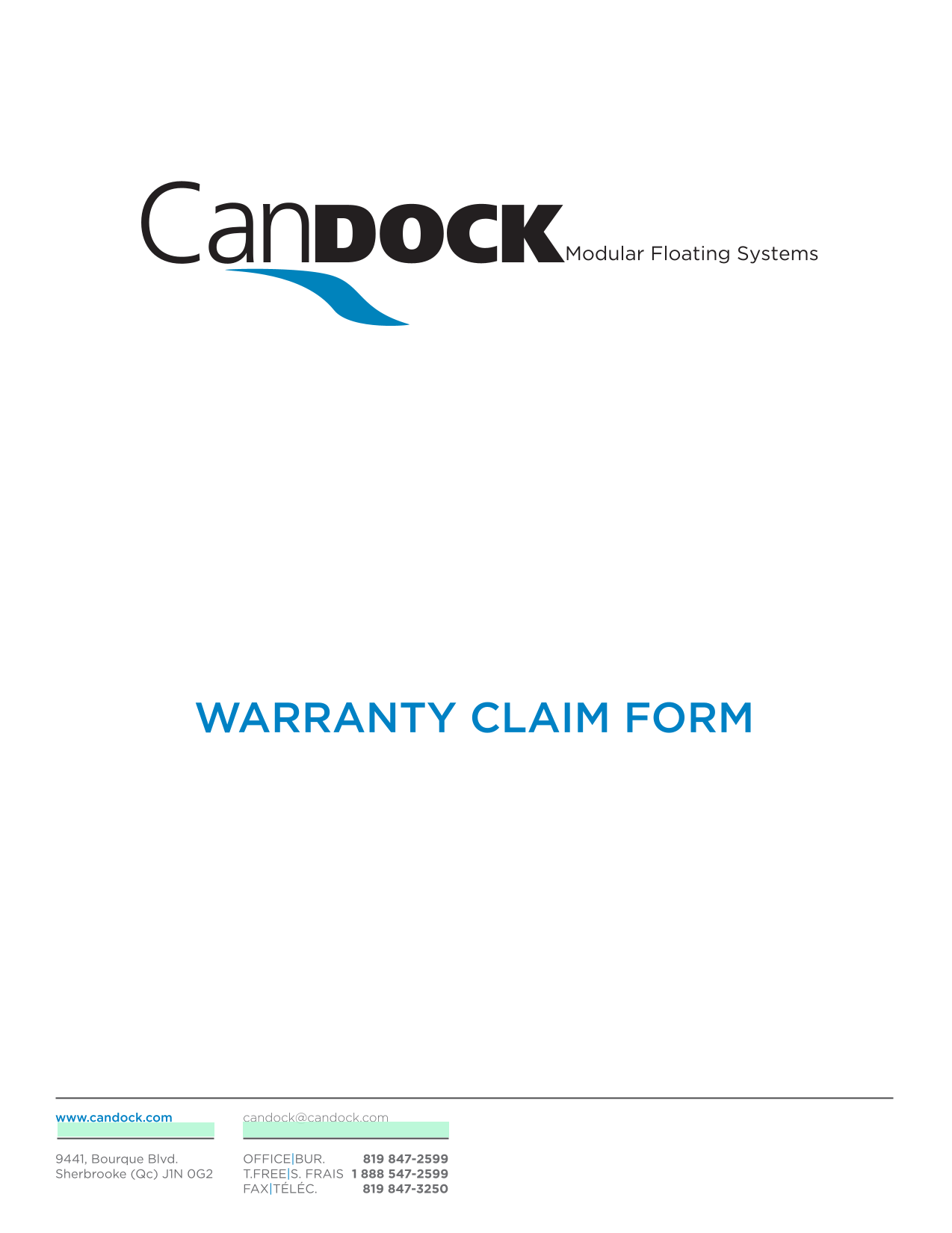 WARRANTY CLAIM FORM screenshot