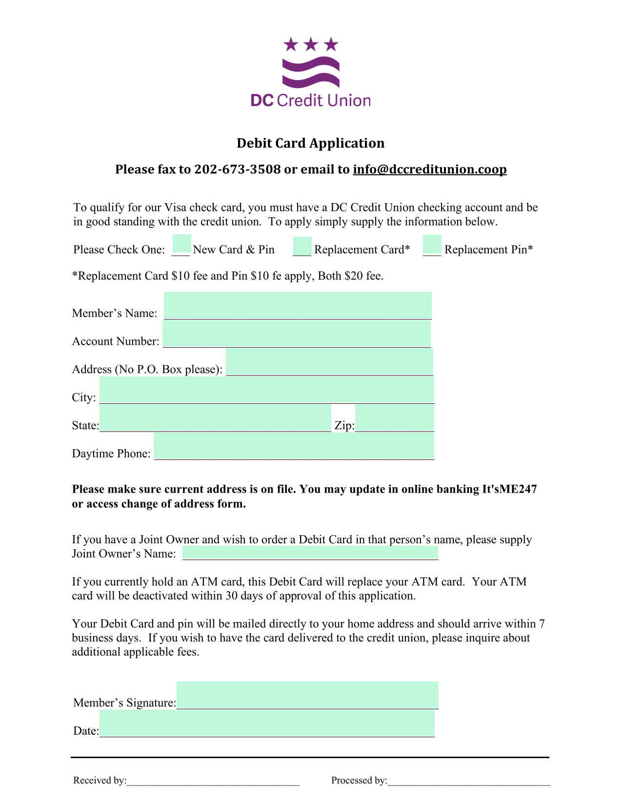 Debit  Card Application screenshot