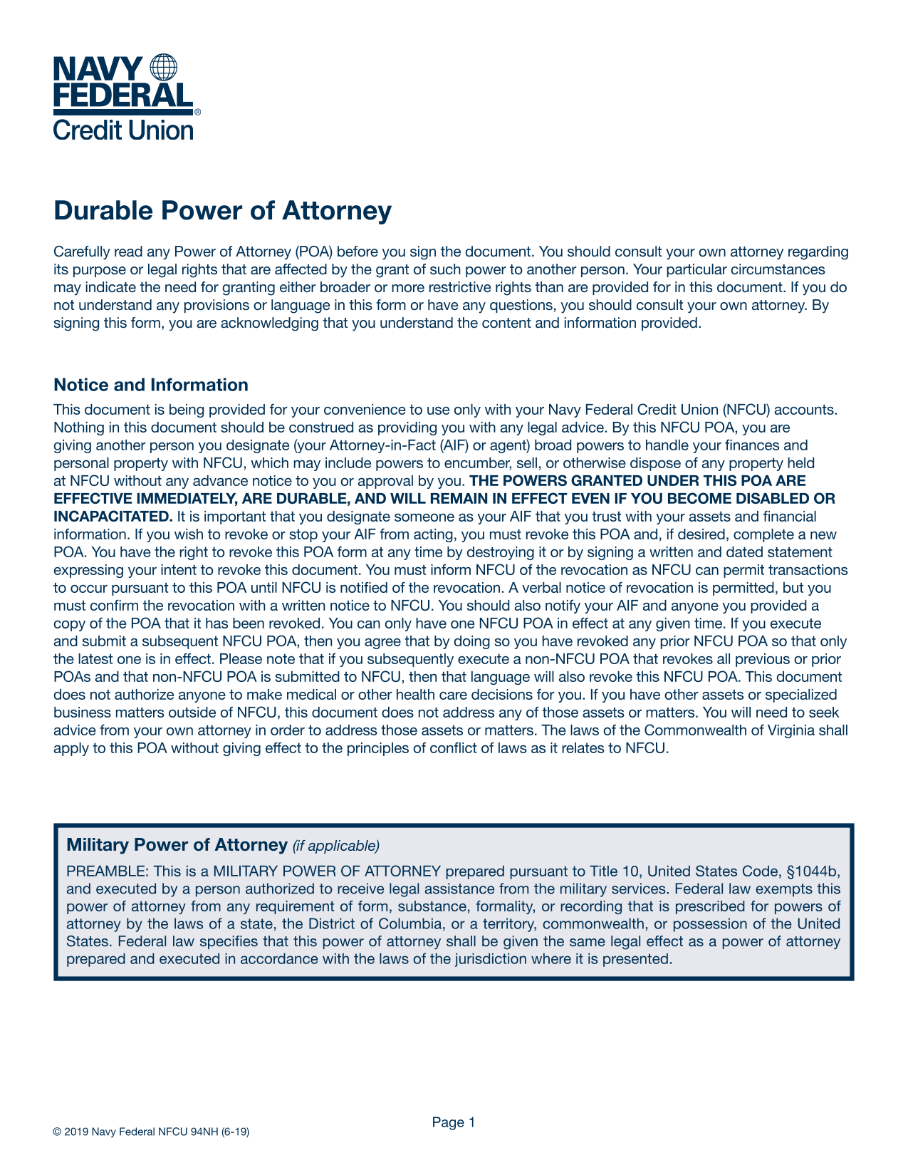 Durable Power Of Attorney screenshot