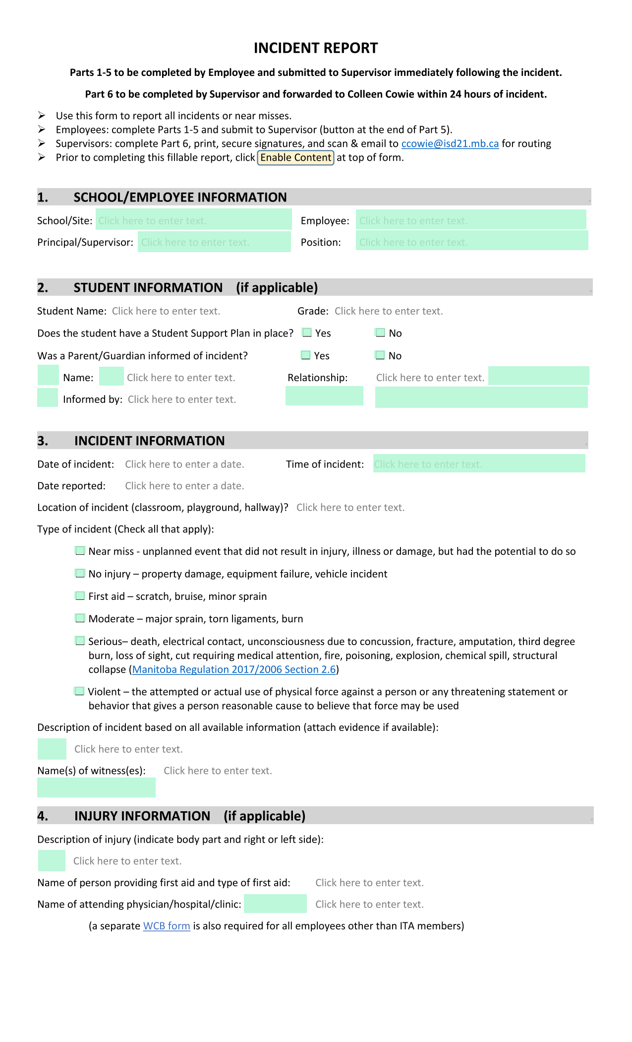Incident Report screenshot