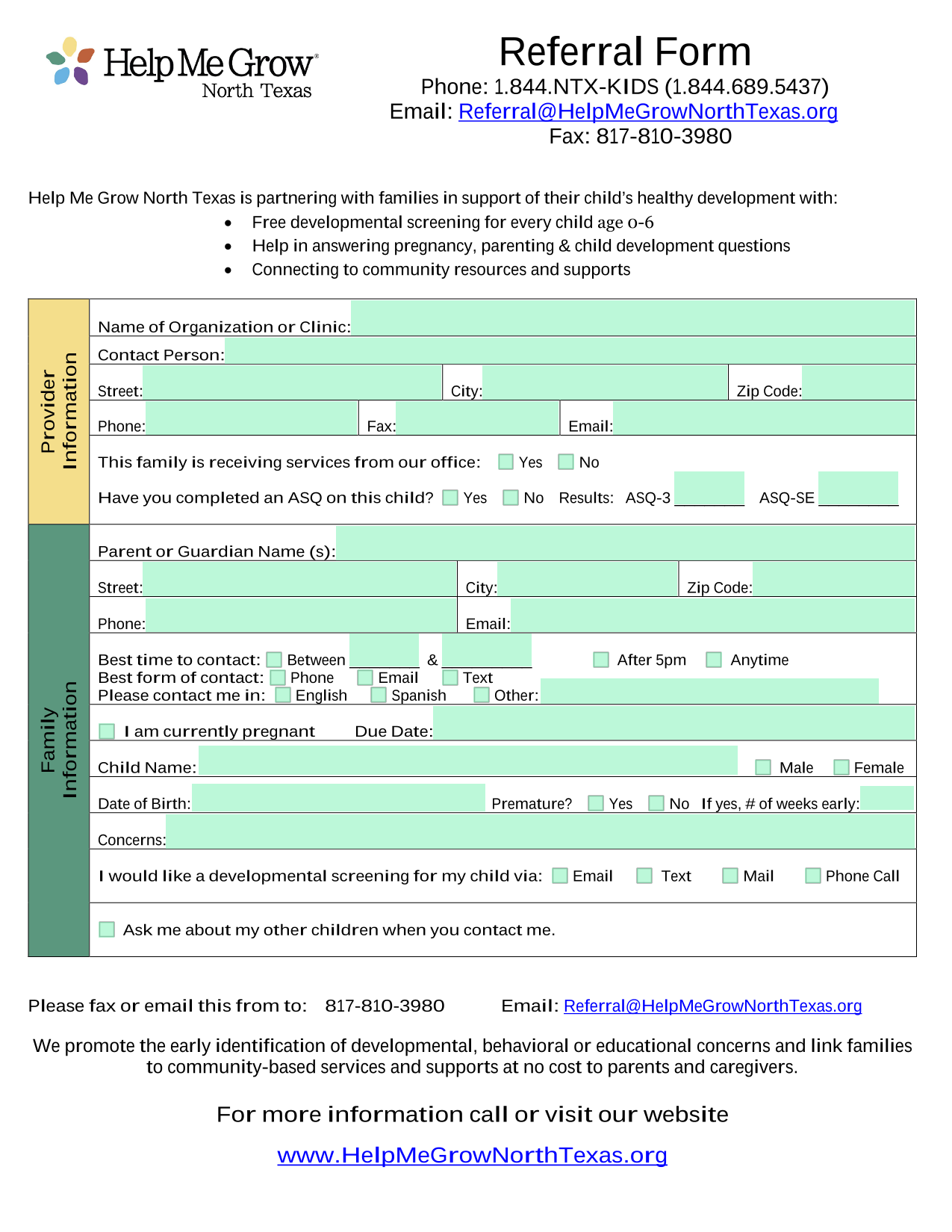 Referral Form screenshot