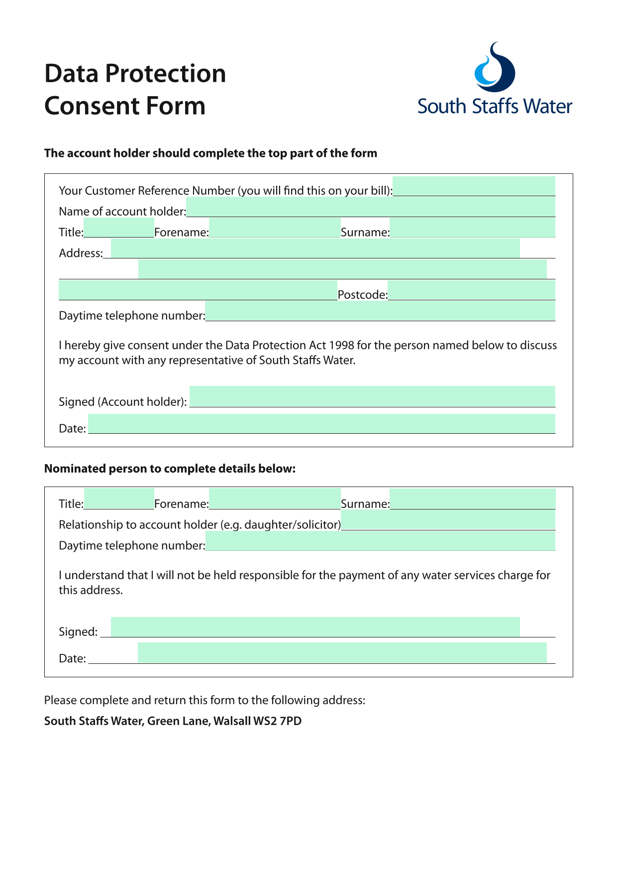 Data Protection Consent Form screenshot