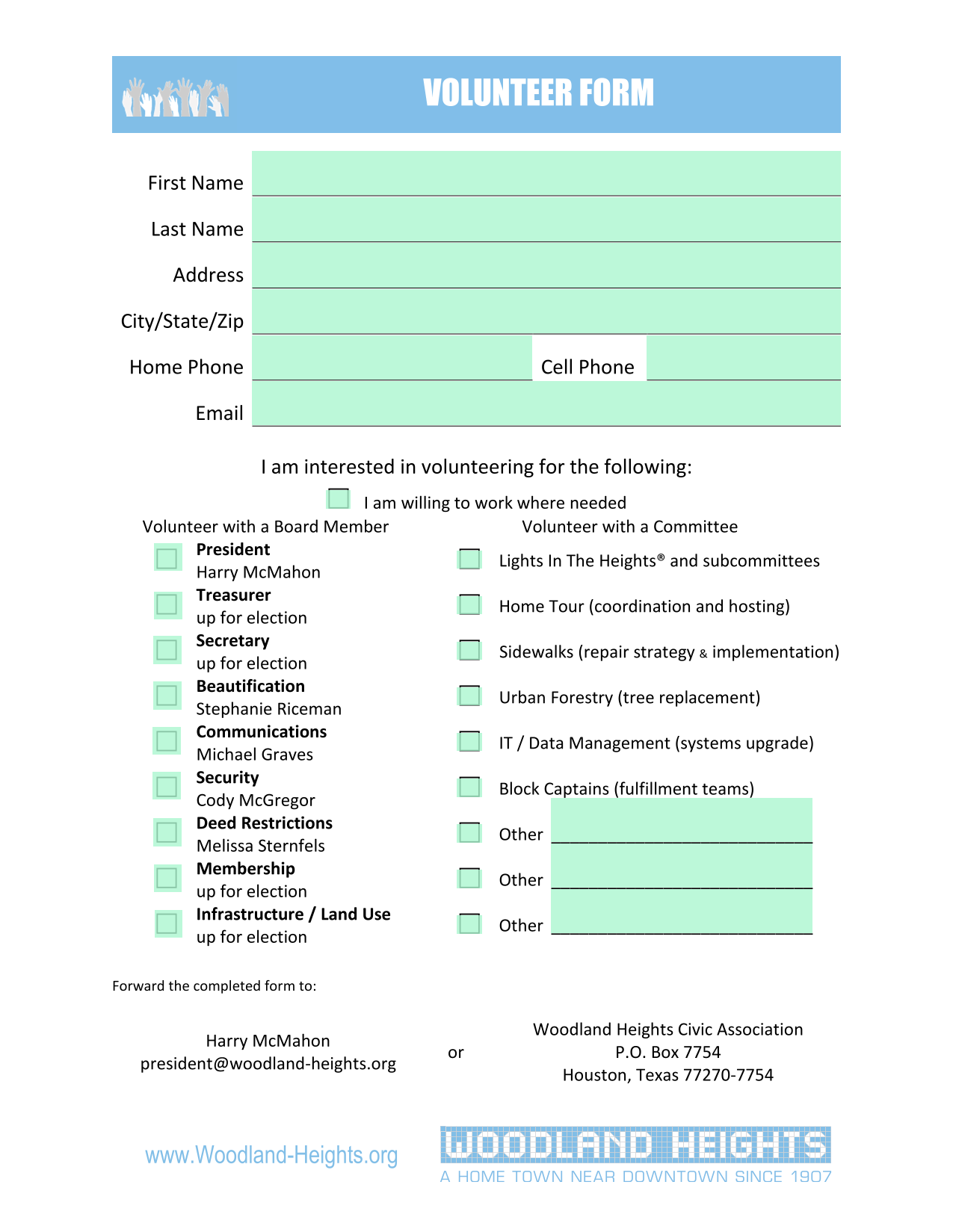 Volunteer Form screenshot
