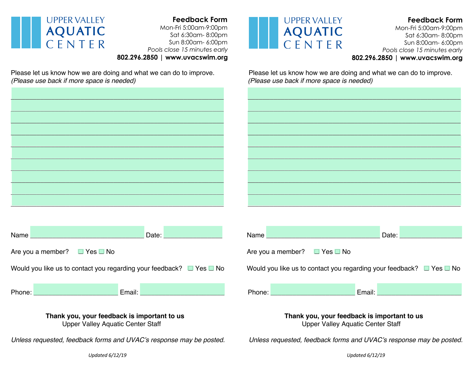 Feedback Form screenshot