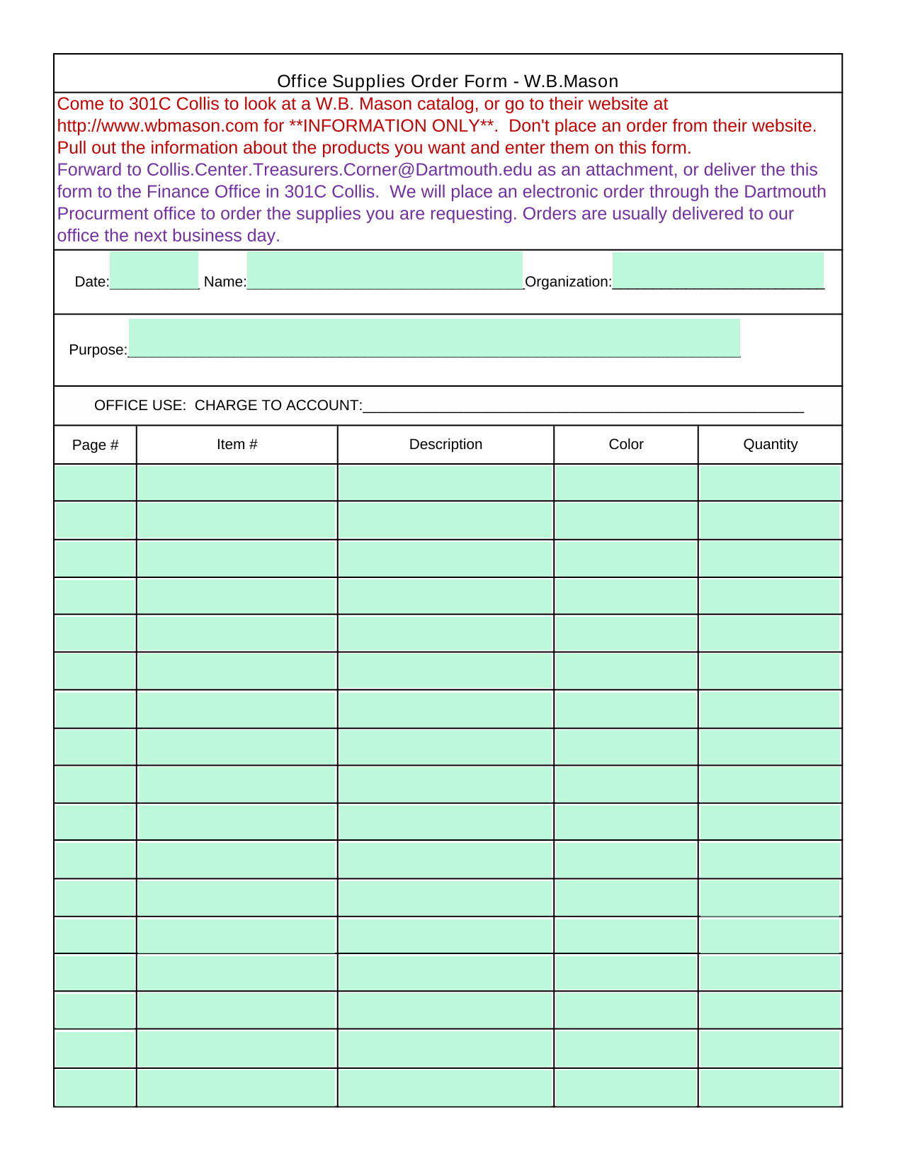 Office Supplies Order Form   W.B.Mason screenshot