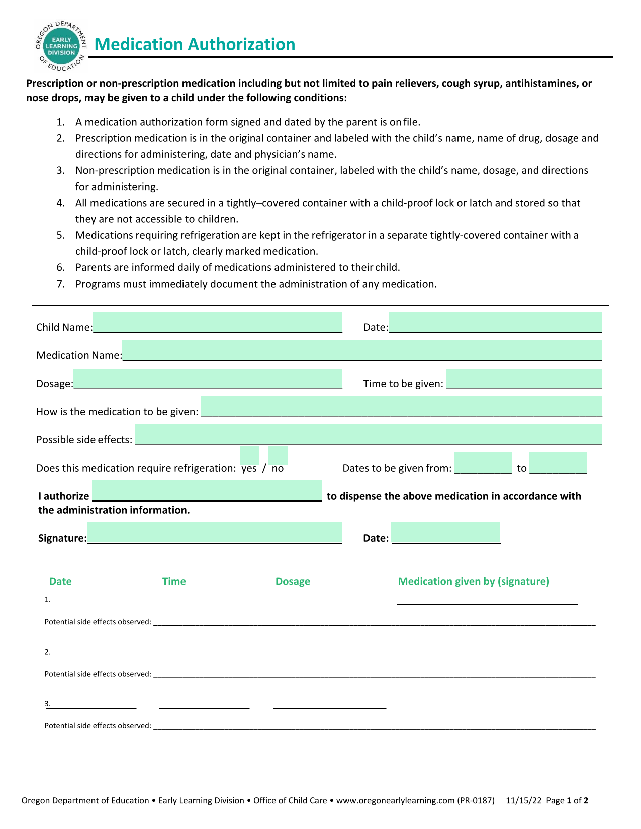 Medication Authorization screenshot