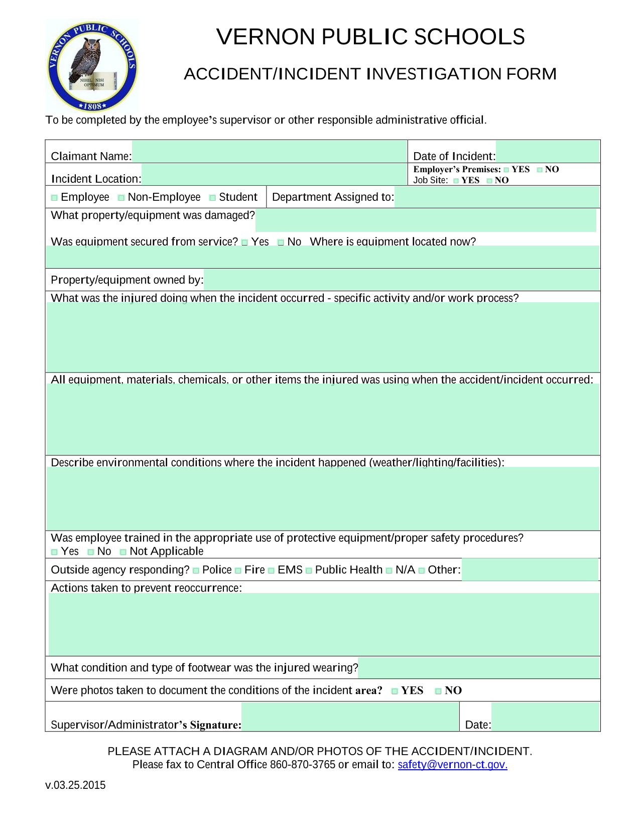 ACCIDENTINCIDENT INVESTIGATION FORM screenshot