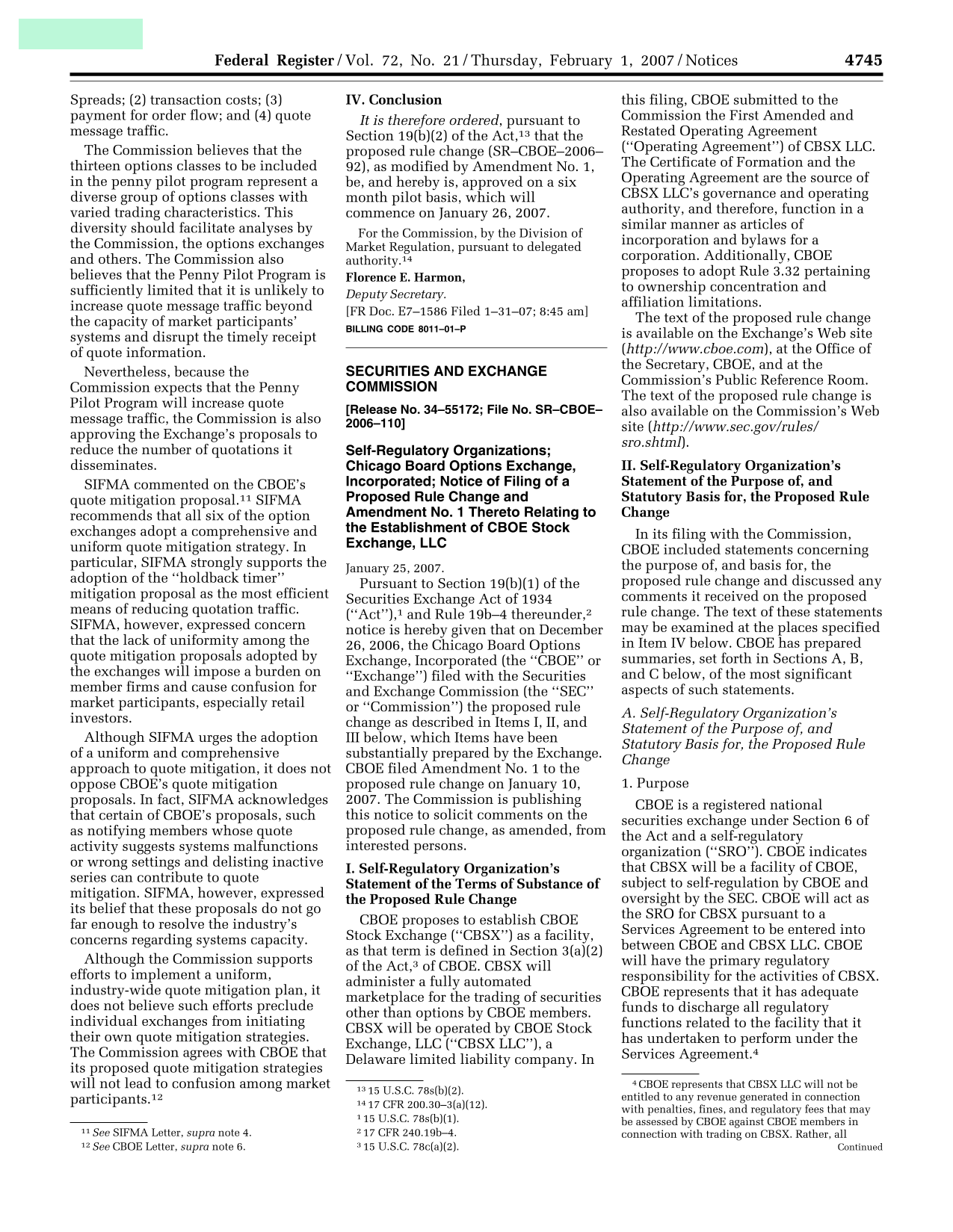 Federal Register Notice On Penny Pilot Program screenshot