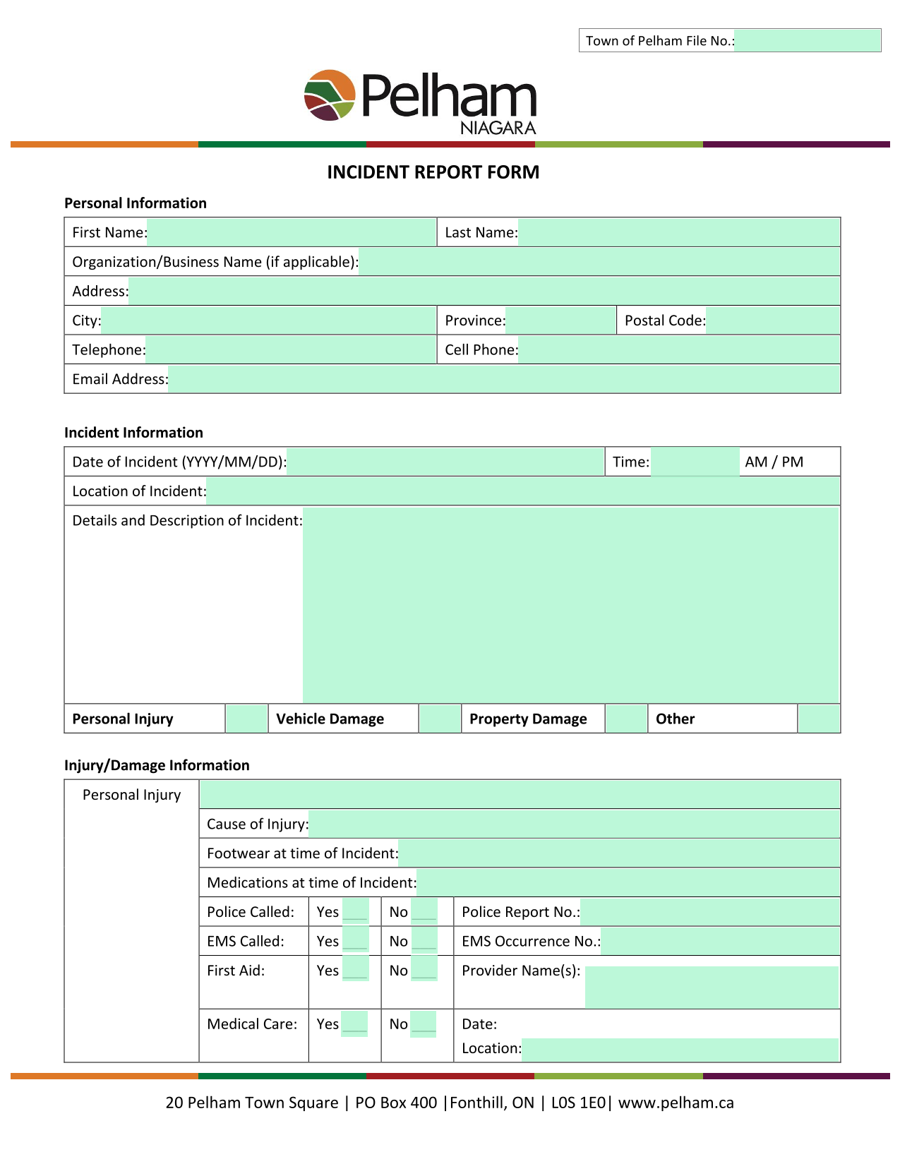 Incident Report Form screenshot
