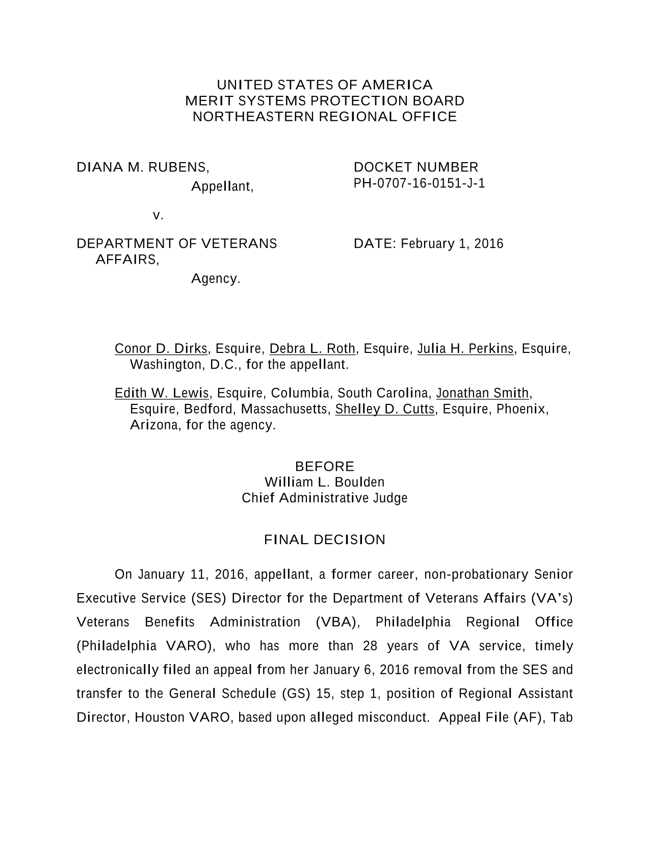 Merit Systems Protection Board Final Decision screenshot