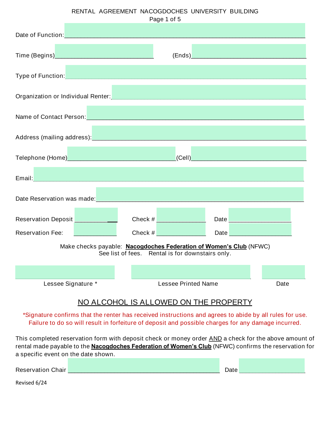 Rental Agreement Nacogdoches University Building screenshot