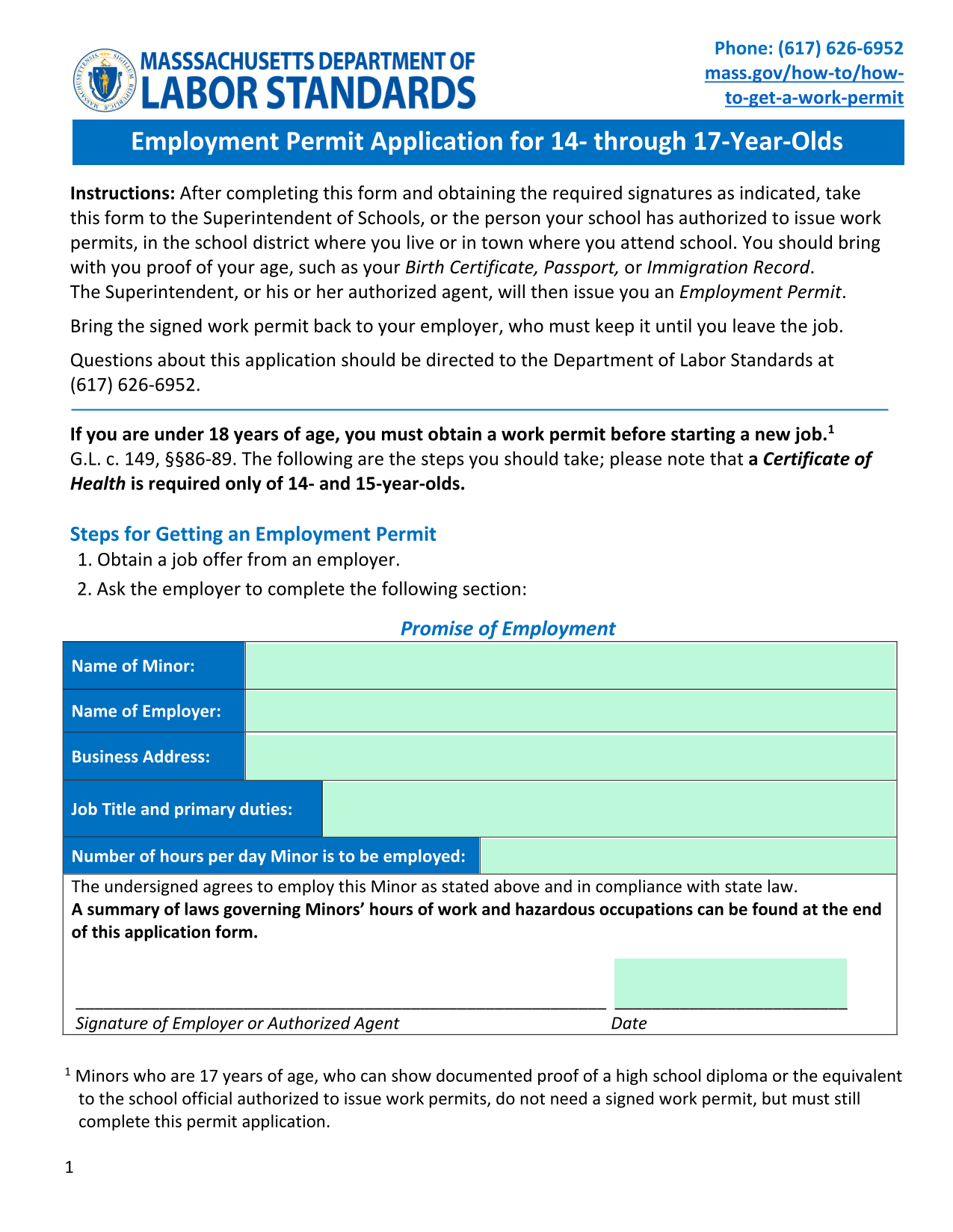 Employment Permit Application For 14  Through 17 Year Olds screenshot