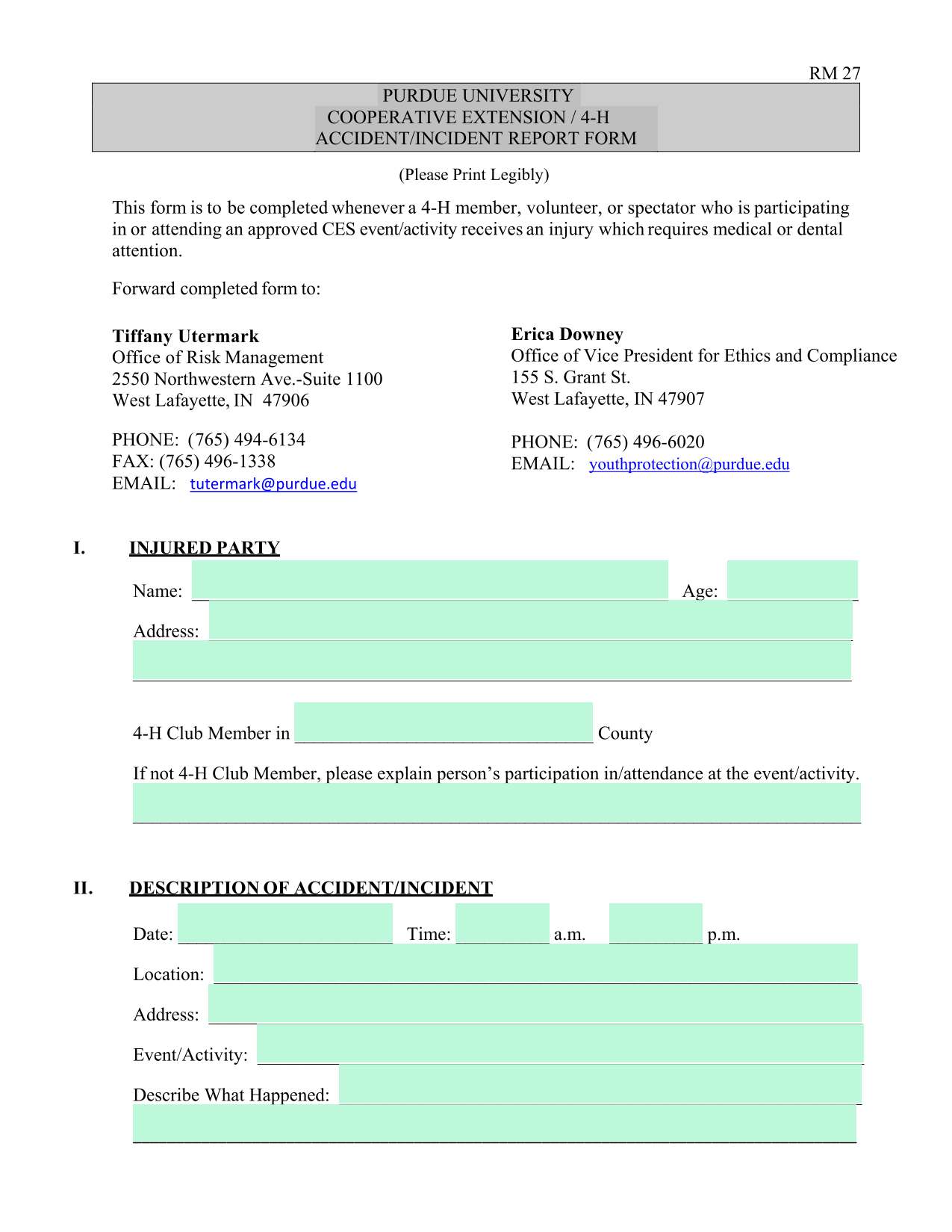 AccidentIncident Report Form screenshot