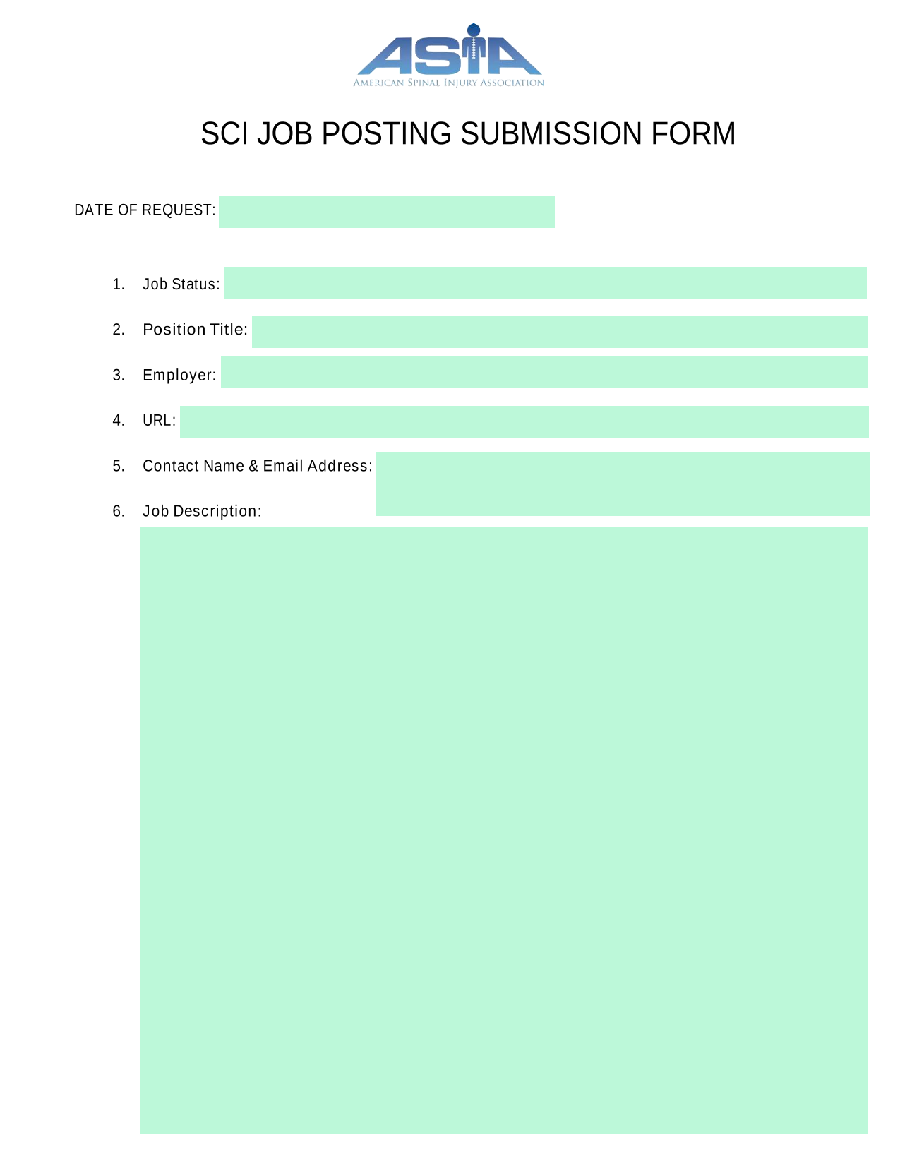 SCI Job Posting Submission Form screenshot