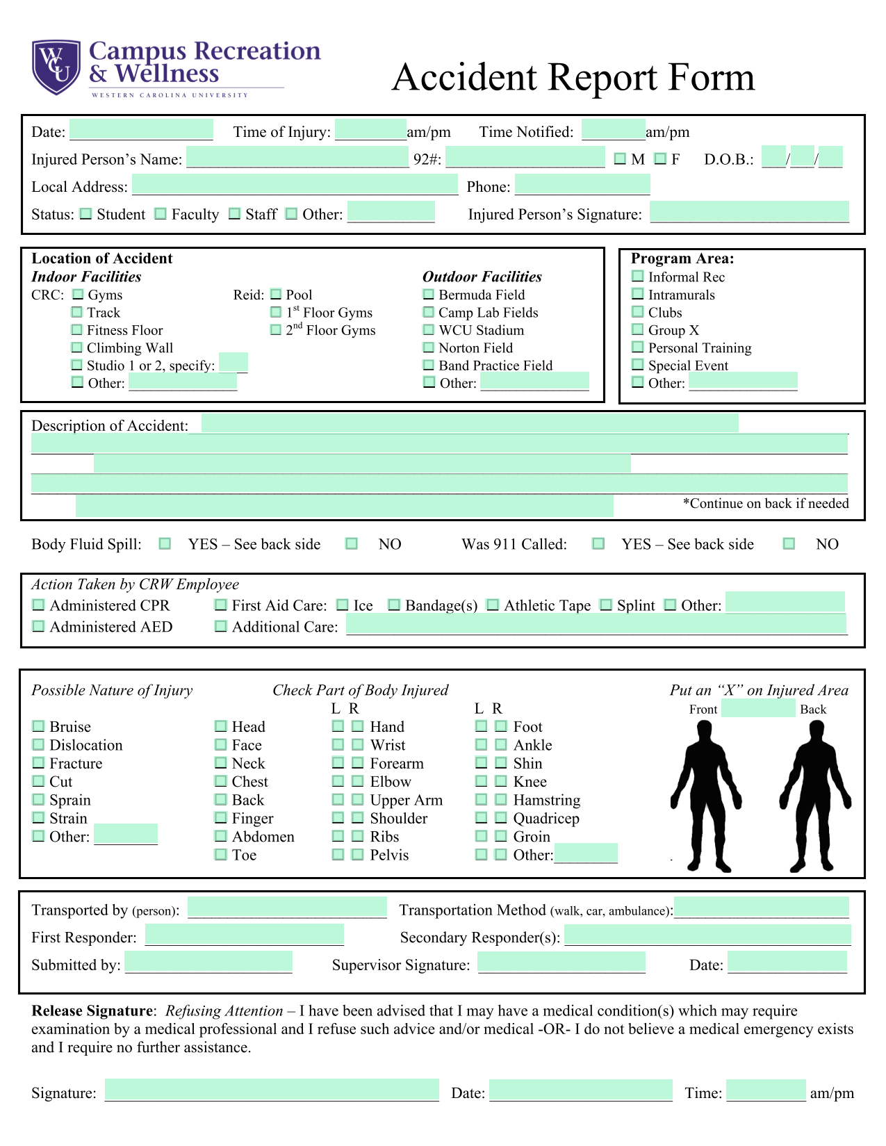 Accident Report Form screenshot