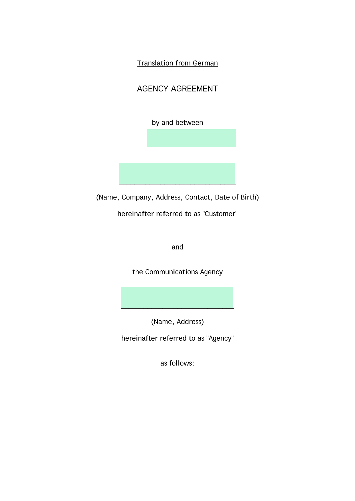 AGENCY AGREEMENT screenshot