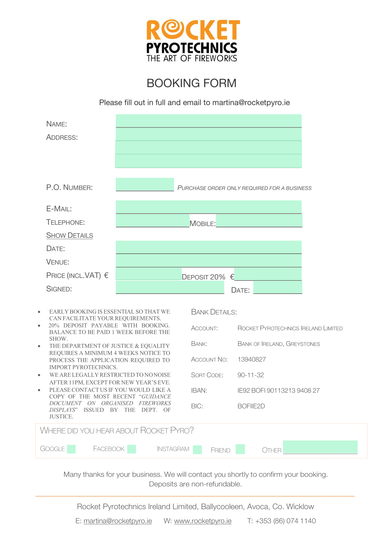 Booking Form screenshot