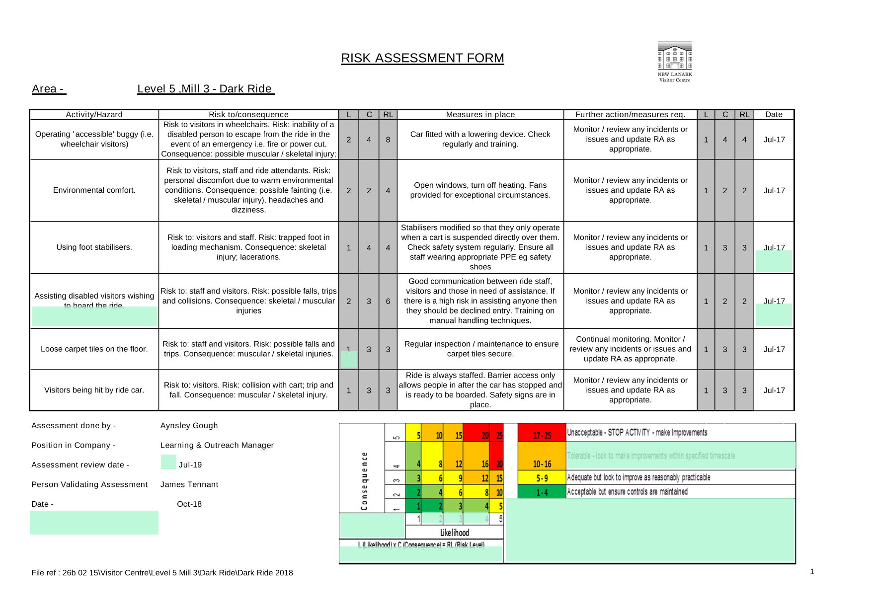 RISK ASSESSMENT FORM screenshot