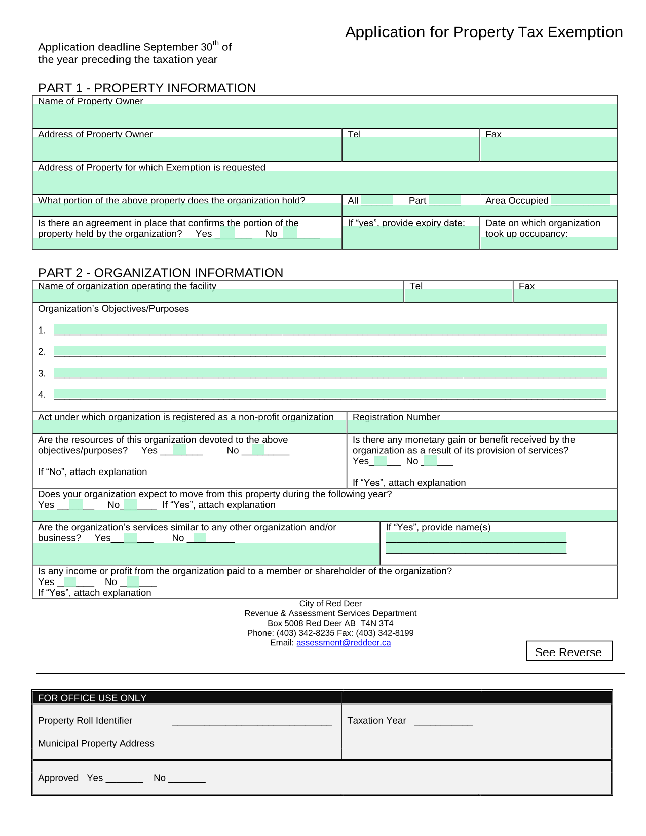 Application For Property Tax Exemption screenshot