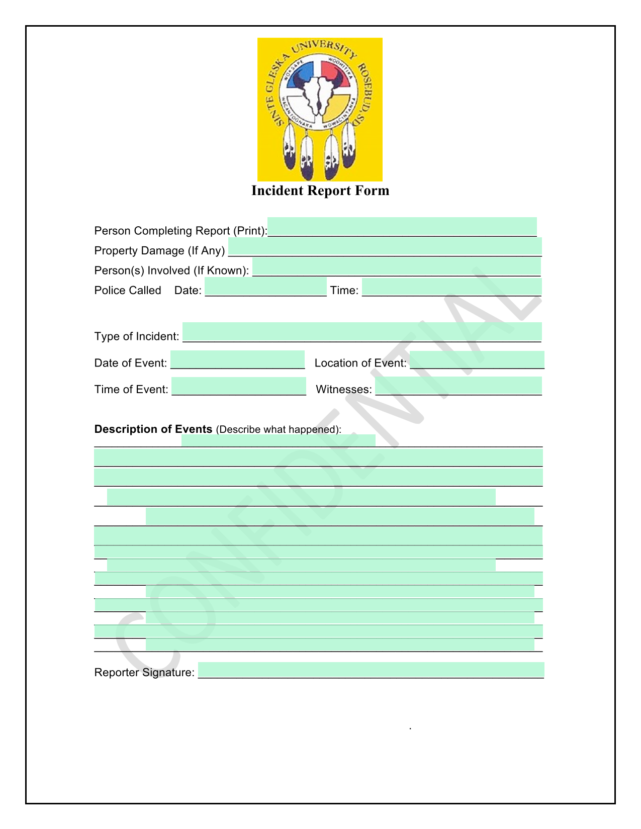 Incident Report Form screenshot