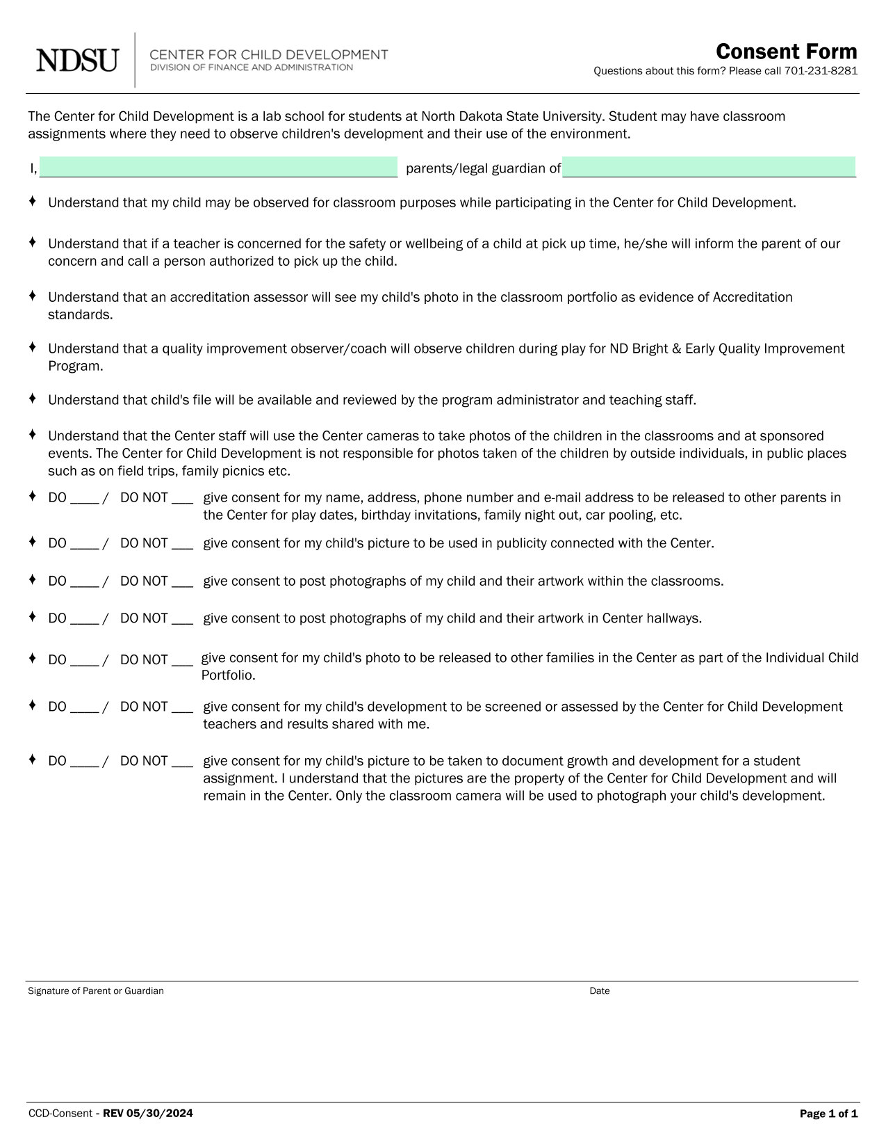 Consent Form screenshot