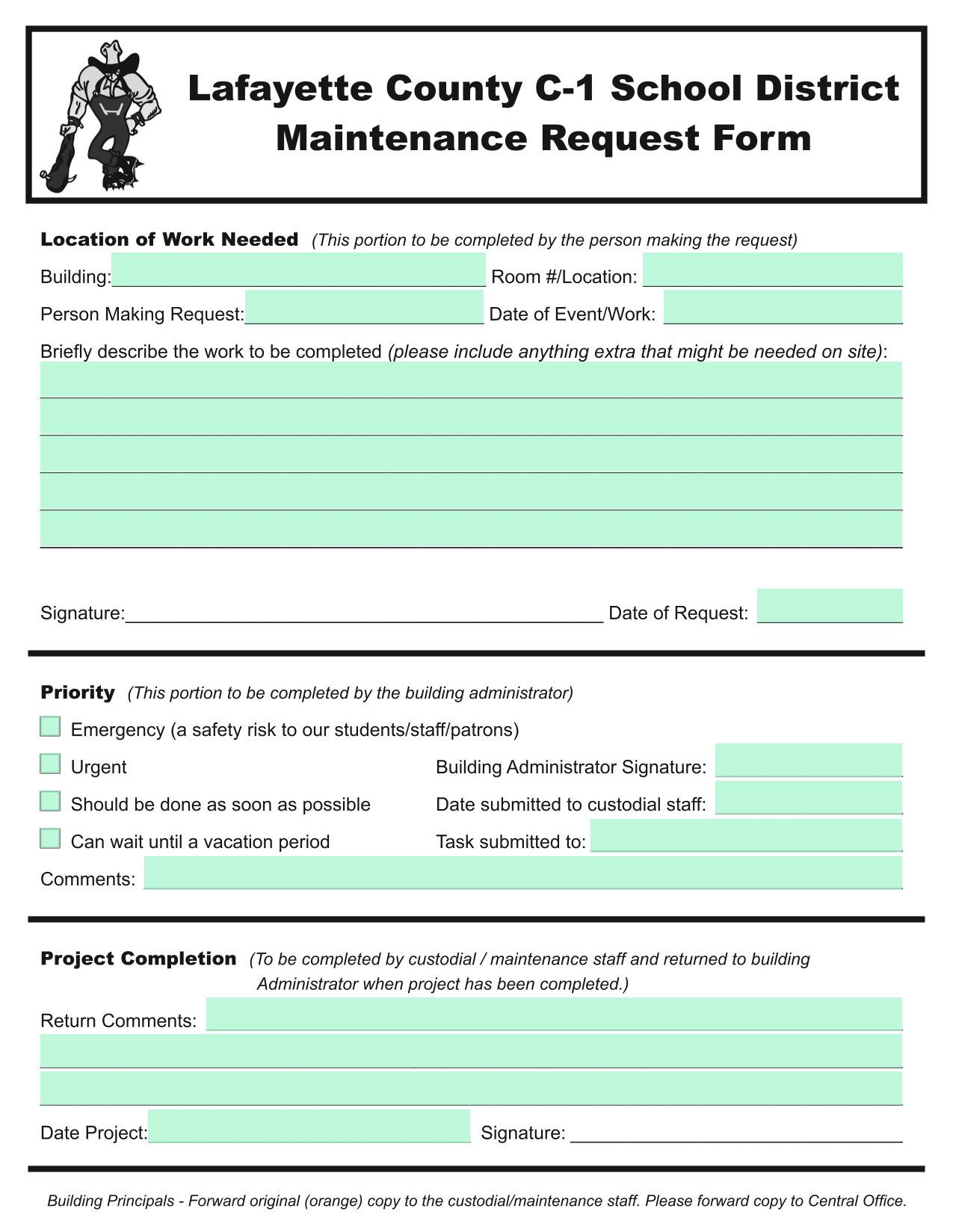 Maintenance Request Form screenshot