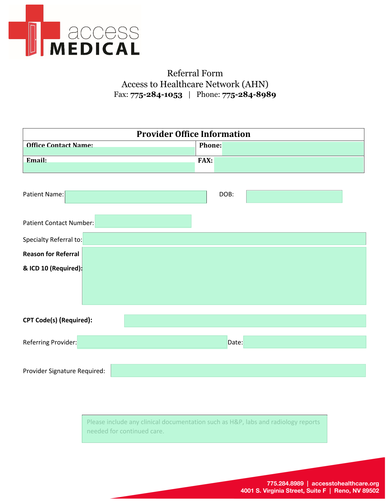 Referral Form screenshot