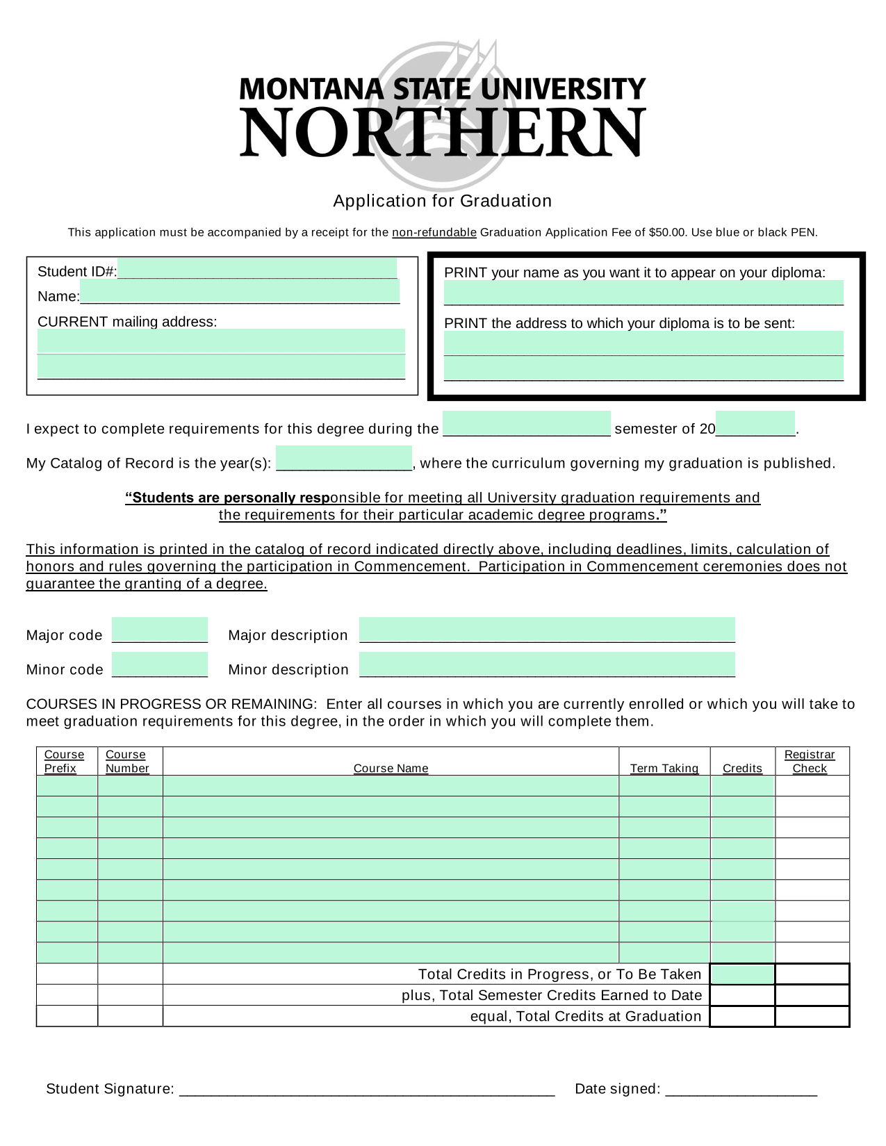 Application For Graduation screenshot