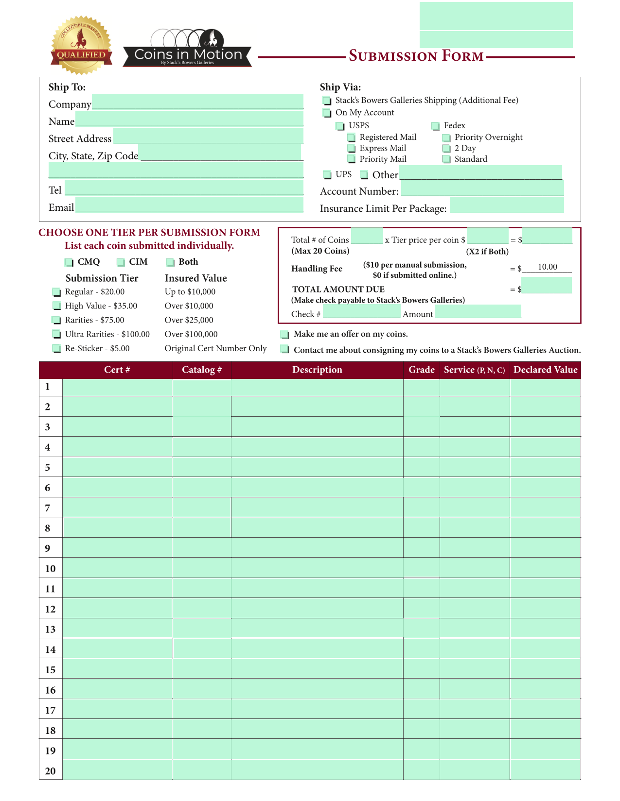 Submission Form screenshot