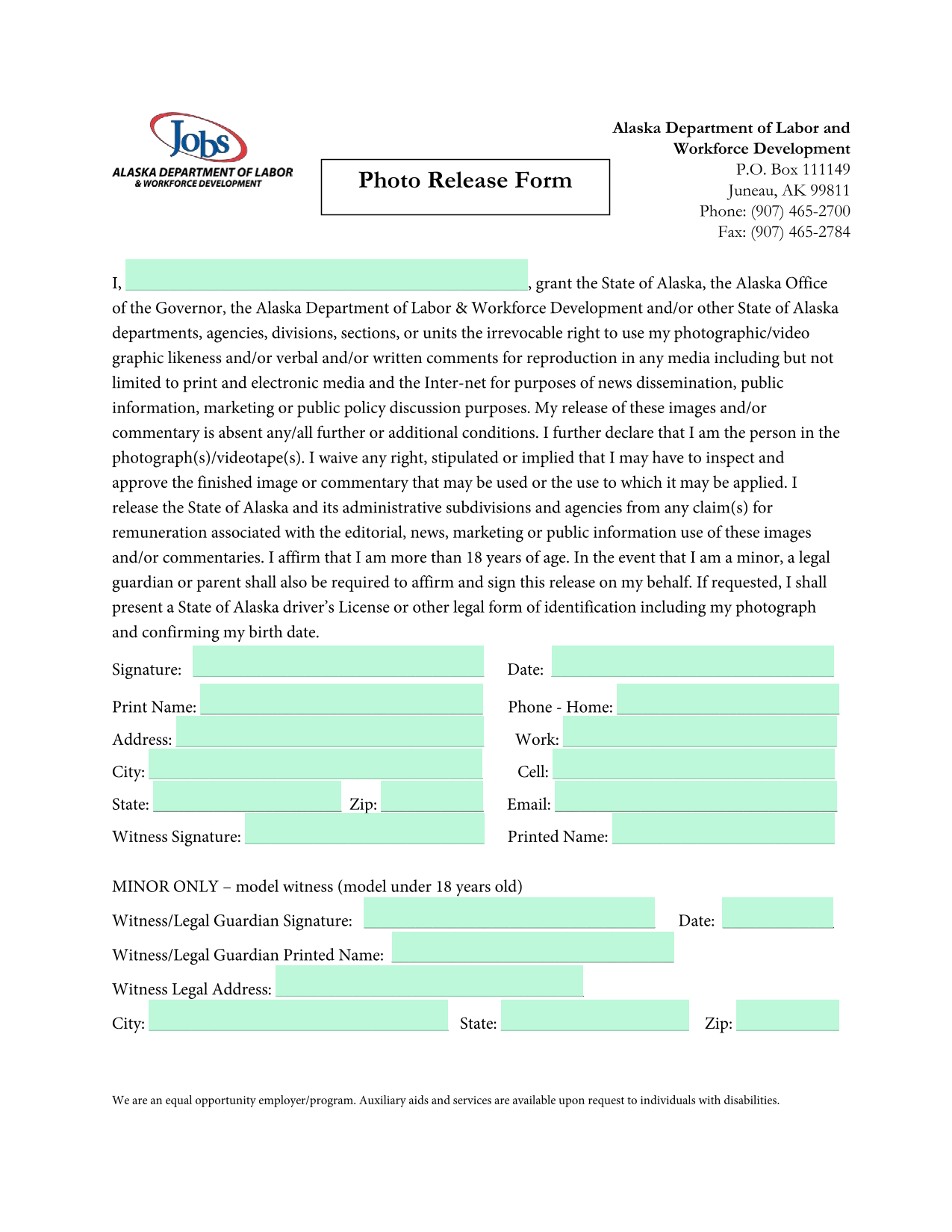 Media Release And Consent Form screenshot
