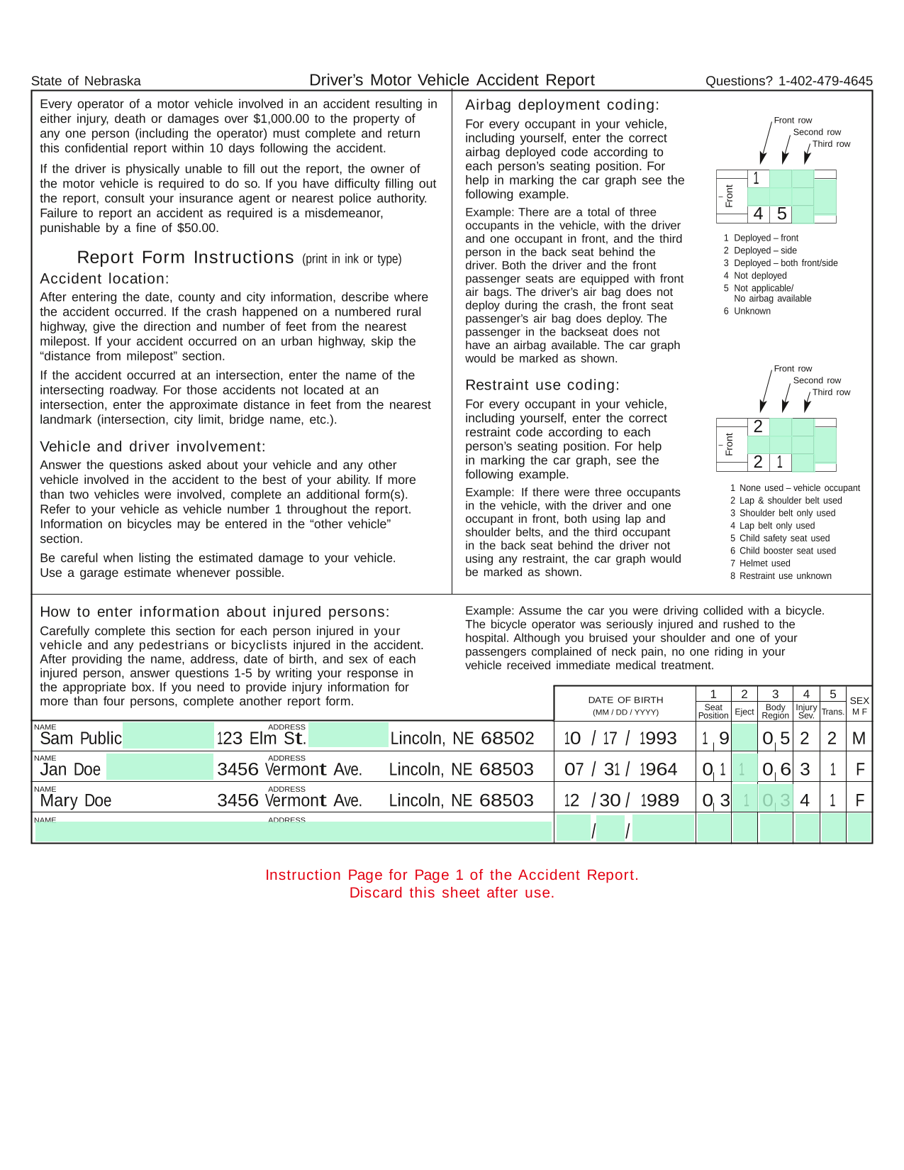 Motor Vehicle Accident Report Form screenshot