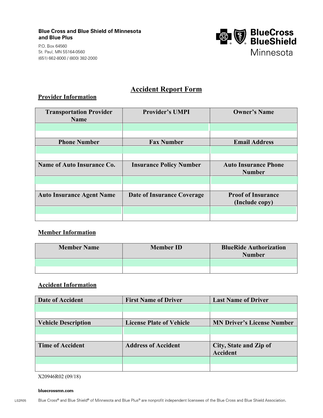 Accident Report Form screenshot