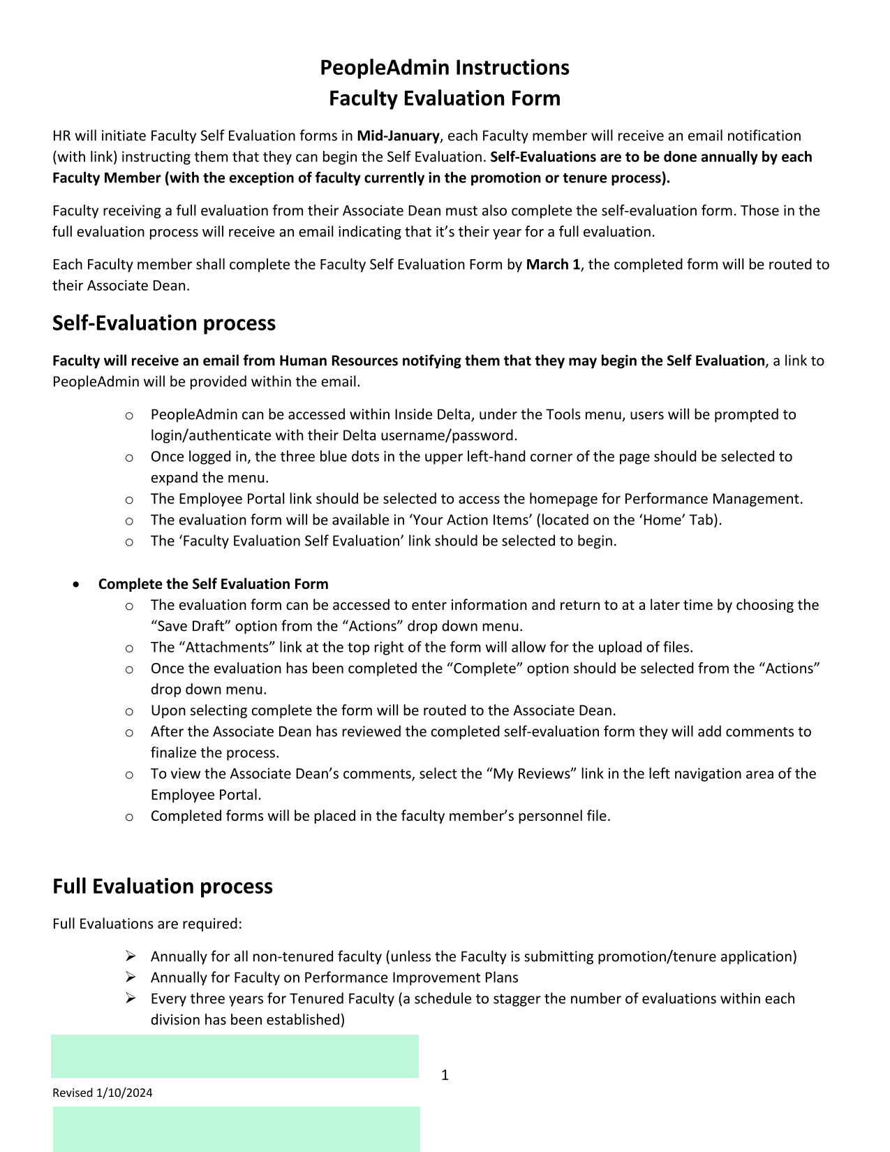 Faculty Evaluation Form screenshot