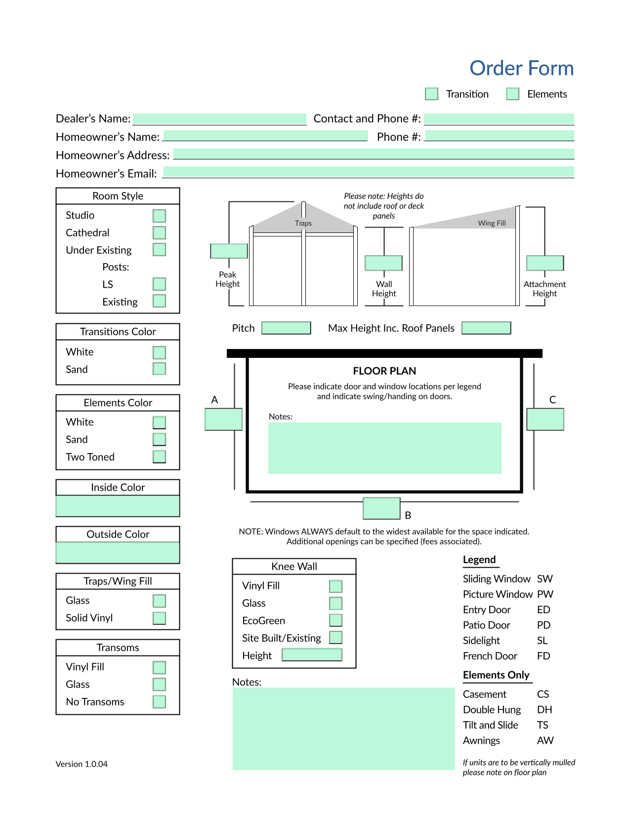 Order Form screenshot
