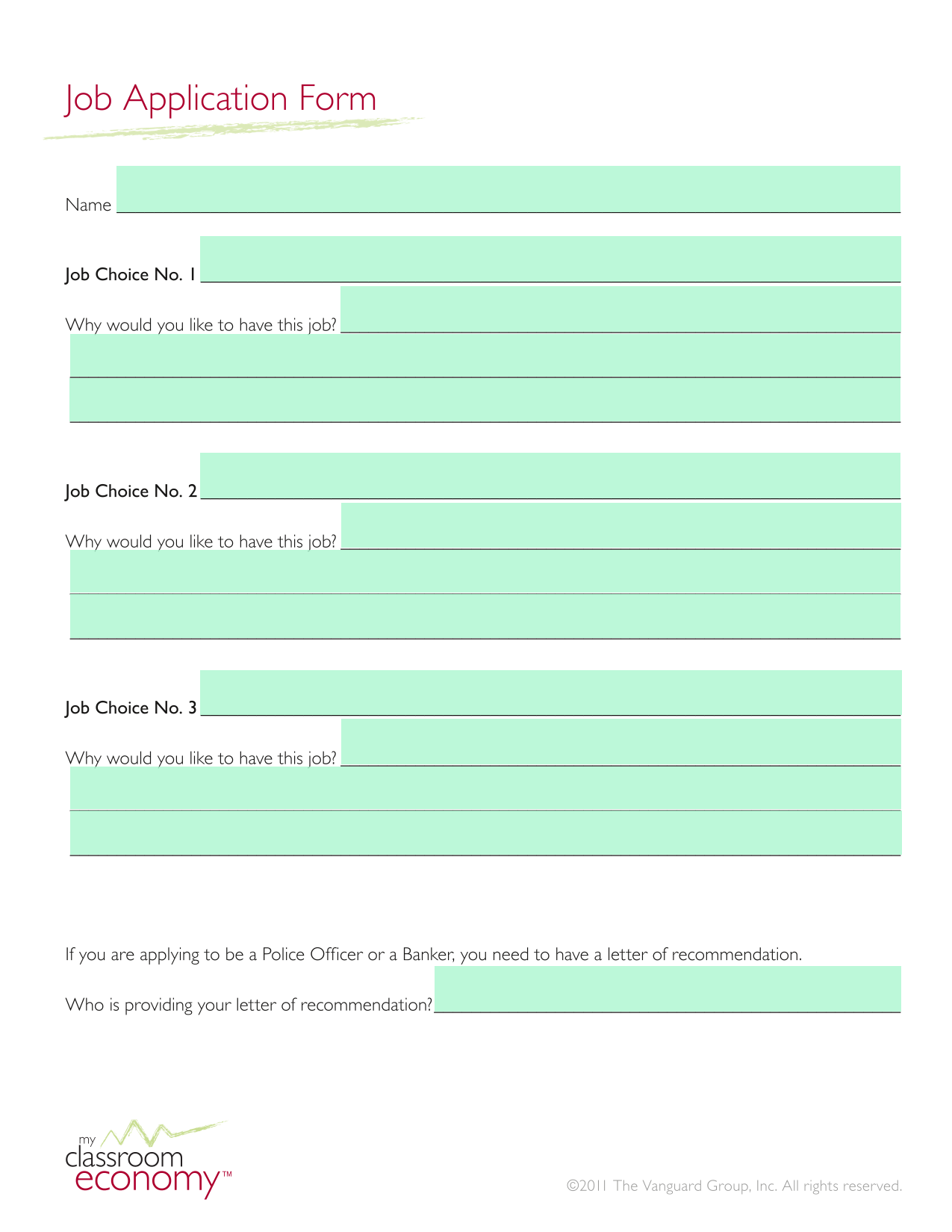 Job Application Form screenshot