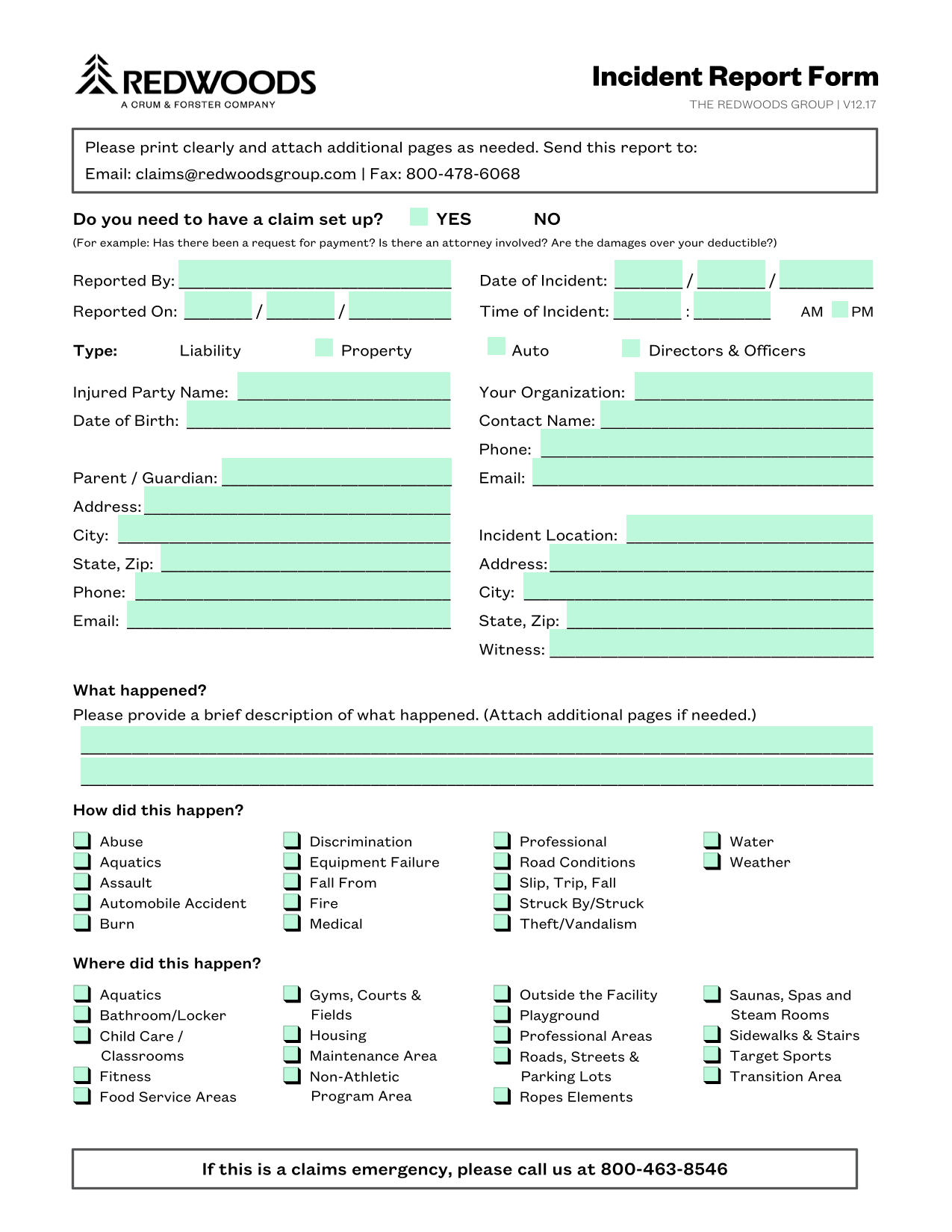 Incident Report Form screenshot