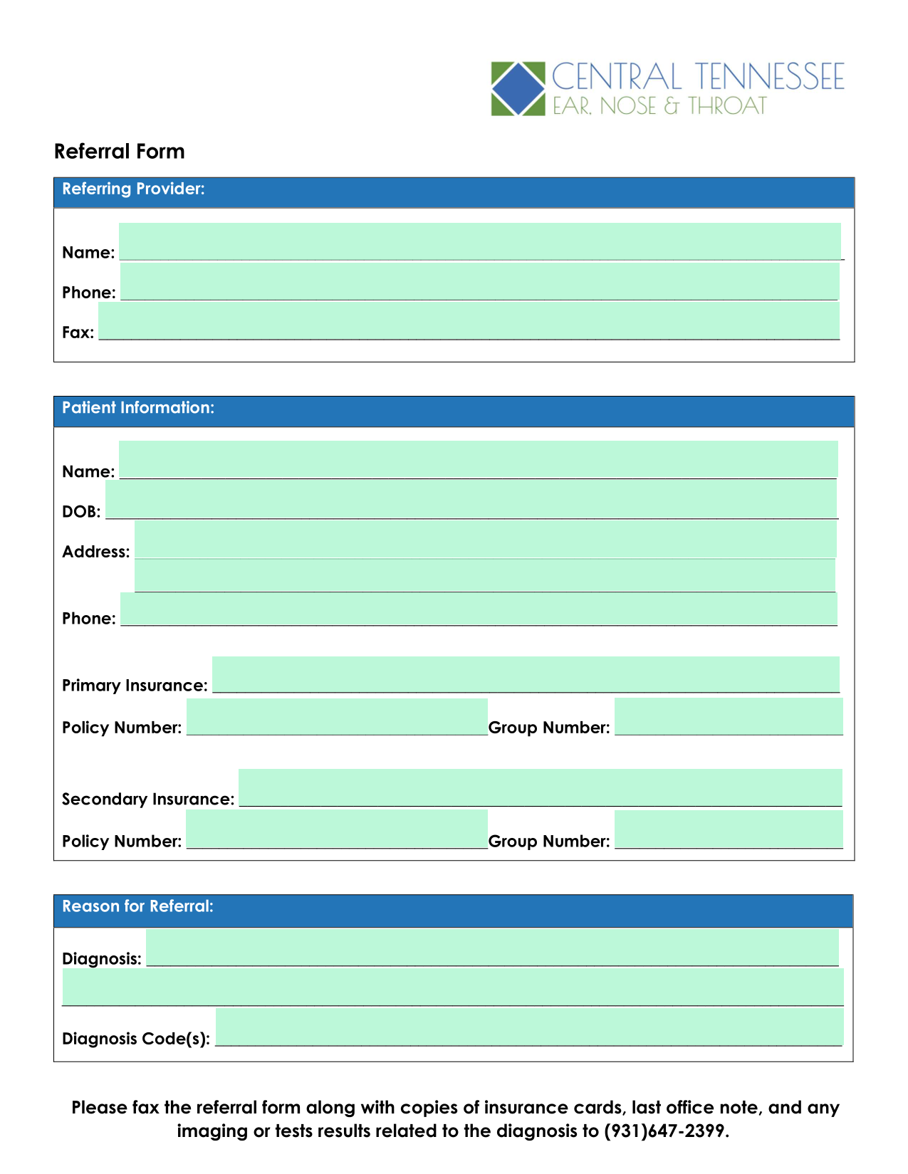 Referral Form screenshot