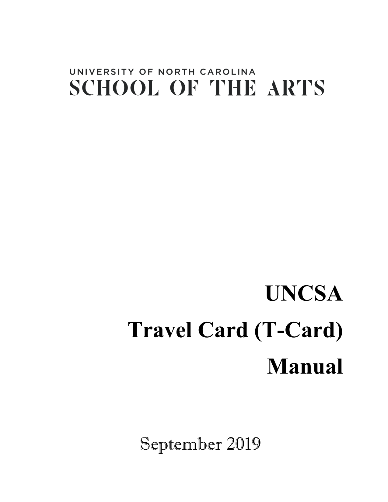 UNCSA Travel Card (T Card) Manual screenshot
