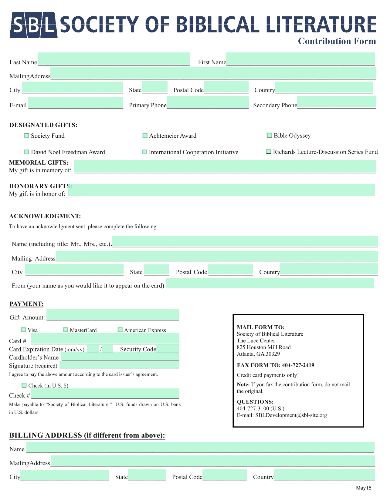 Contribution Form screenshot