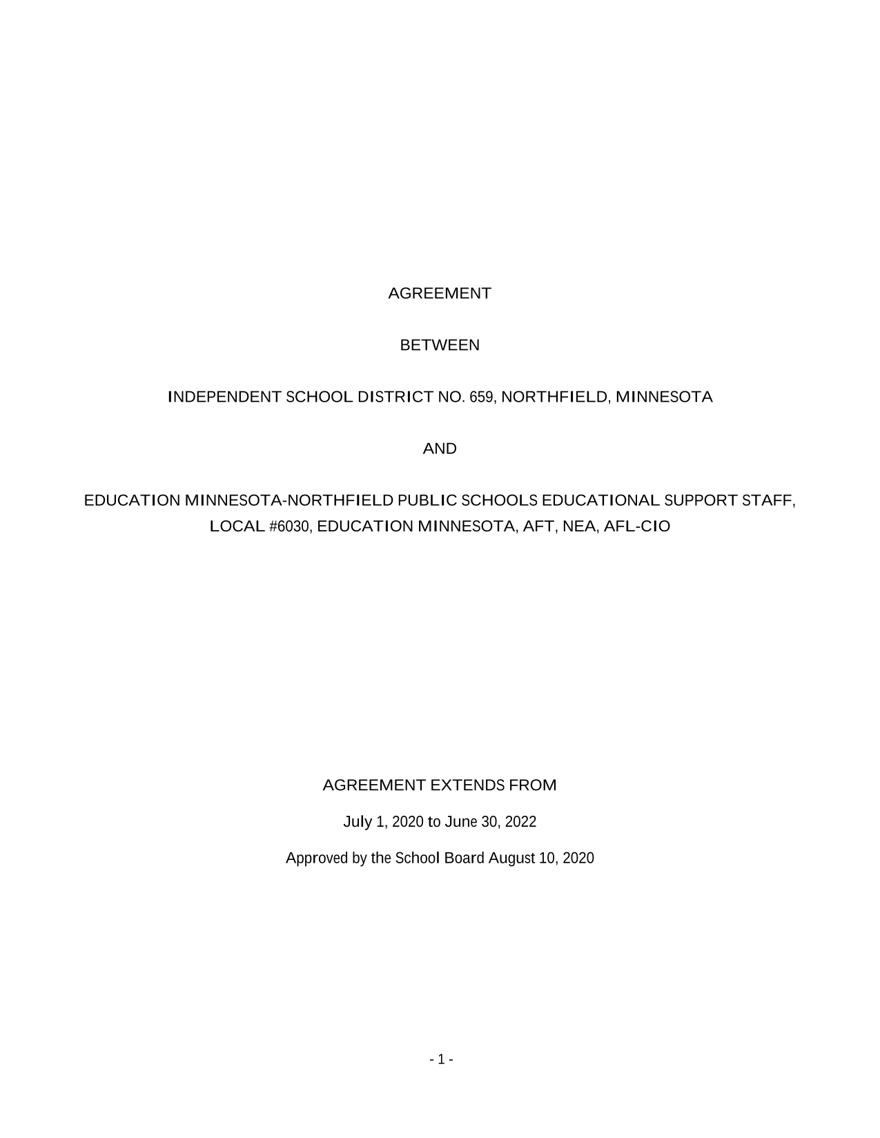 Agreement Between Independent School District No. 659 And Education Minnesota Northfield Public Scho screenshot